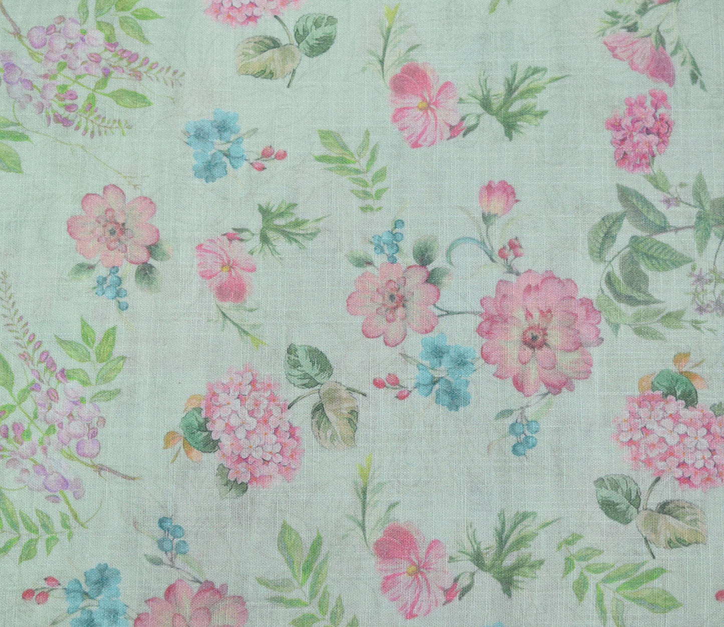 Floral Pattern Digital Printed Cotton Slub Fabric Available in Yellow , Cream , Green and Lilac