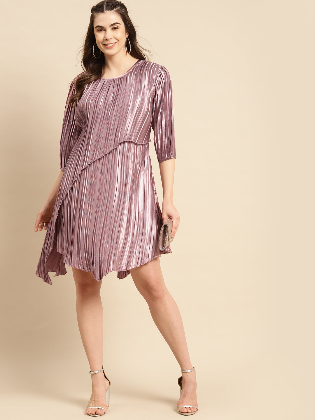 Flared asymmetric overlap dress