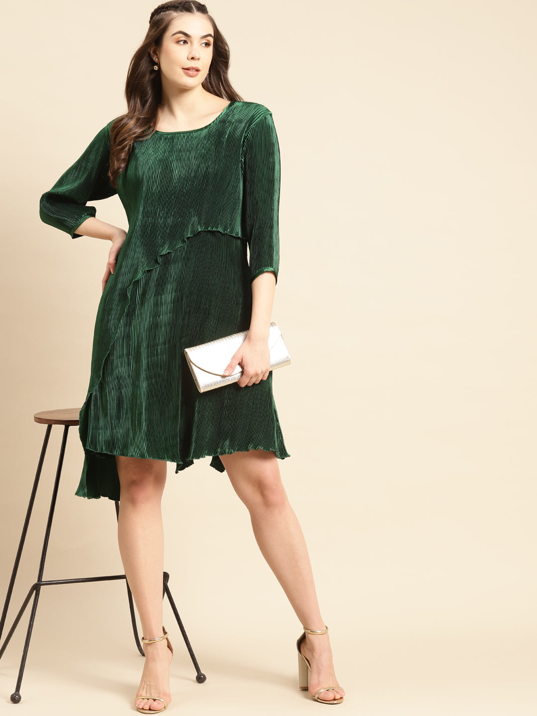 Flared asymmetric overlap dress