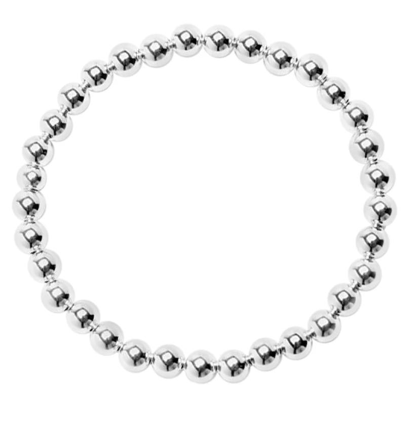 6mm Silver Bead Bracelet