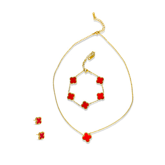 Elegant Four Leaf Clover Jewelry Red