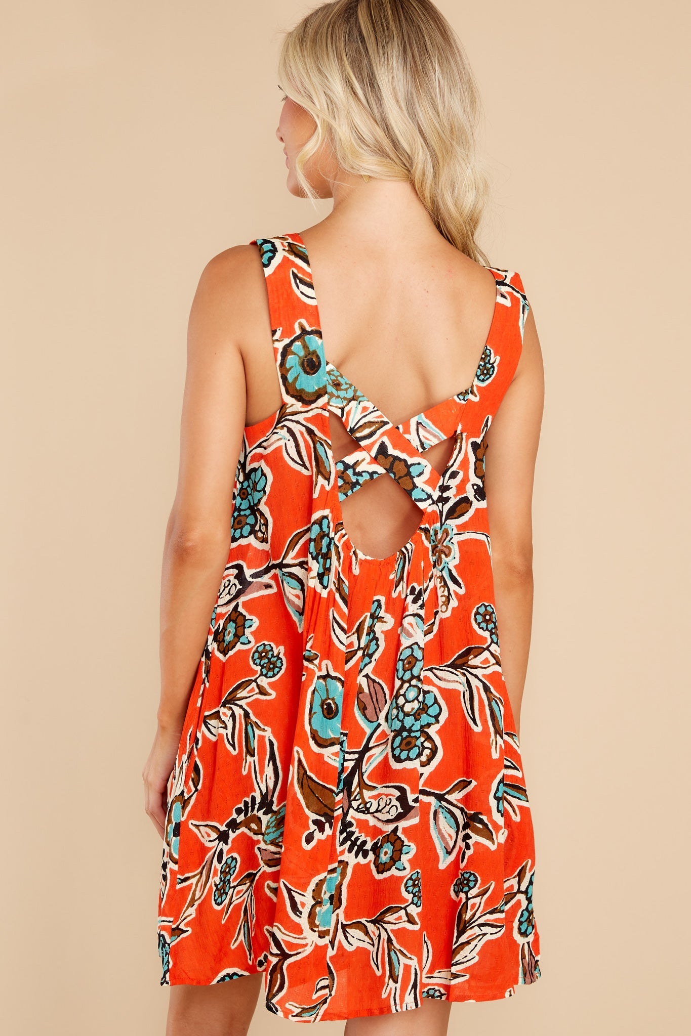 Teresa Tangerine Floral Tank Mini Dress