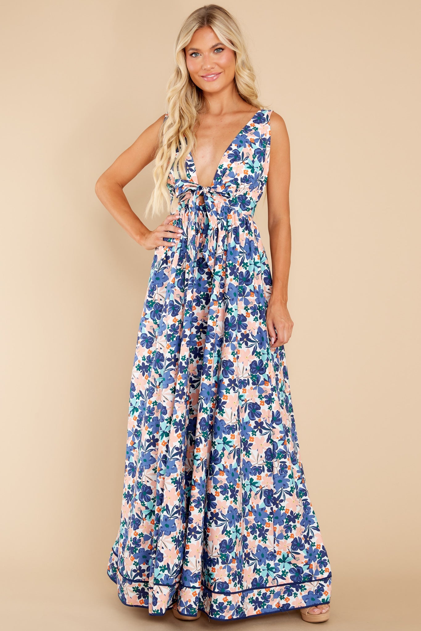 Chasing The Tides Blue Floral Print Maxi Dress
