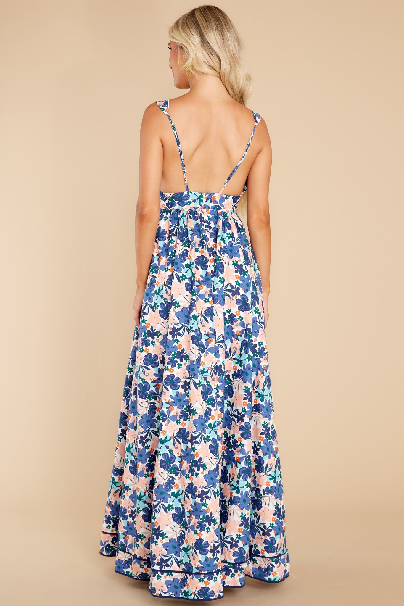 Chasing The Tides Blue Floral Print Maxi Dress