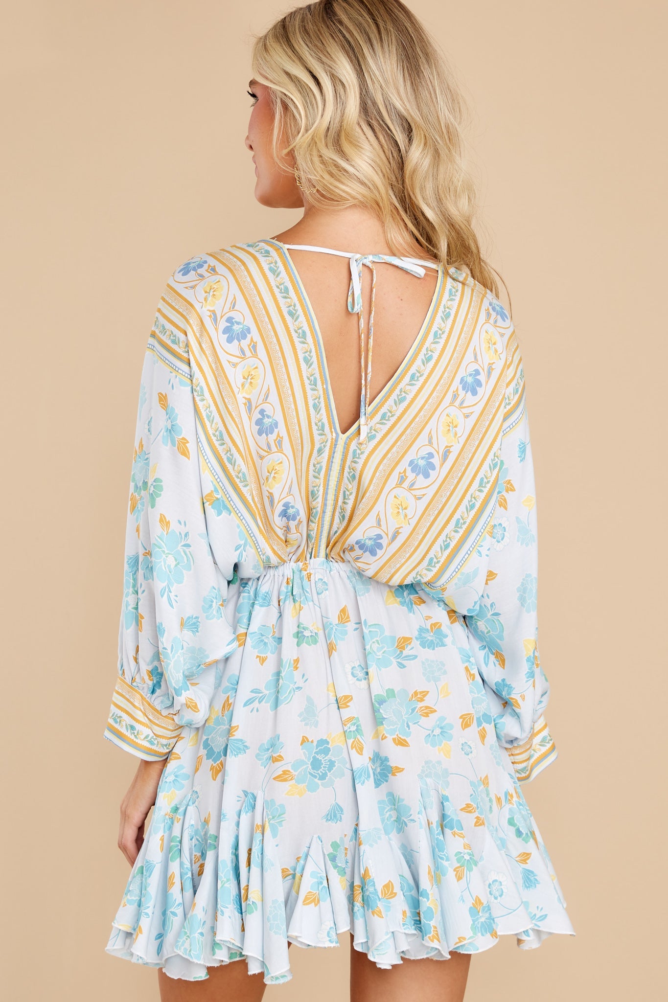 New Avenues Light Blue Multi Floral Dress