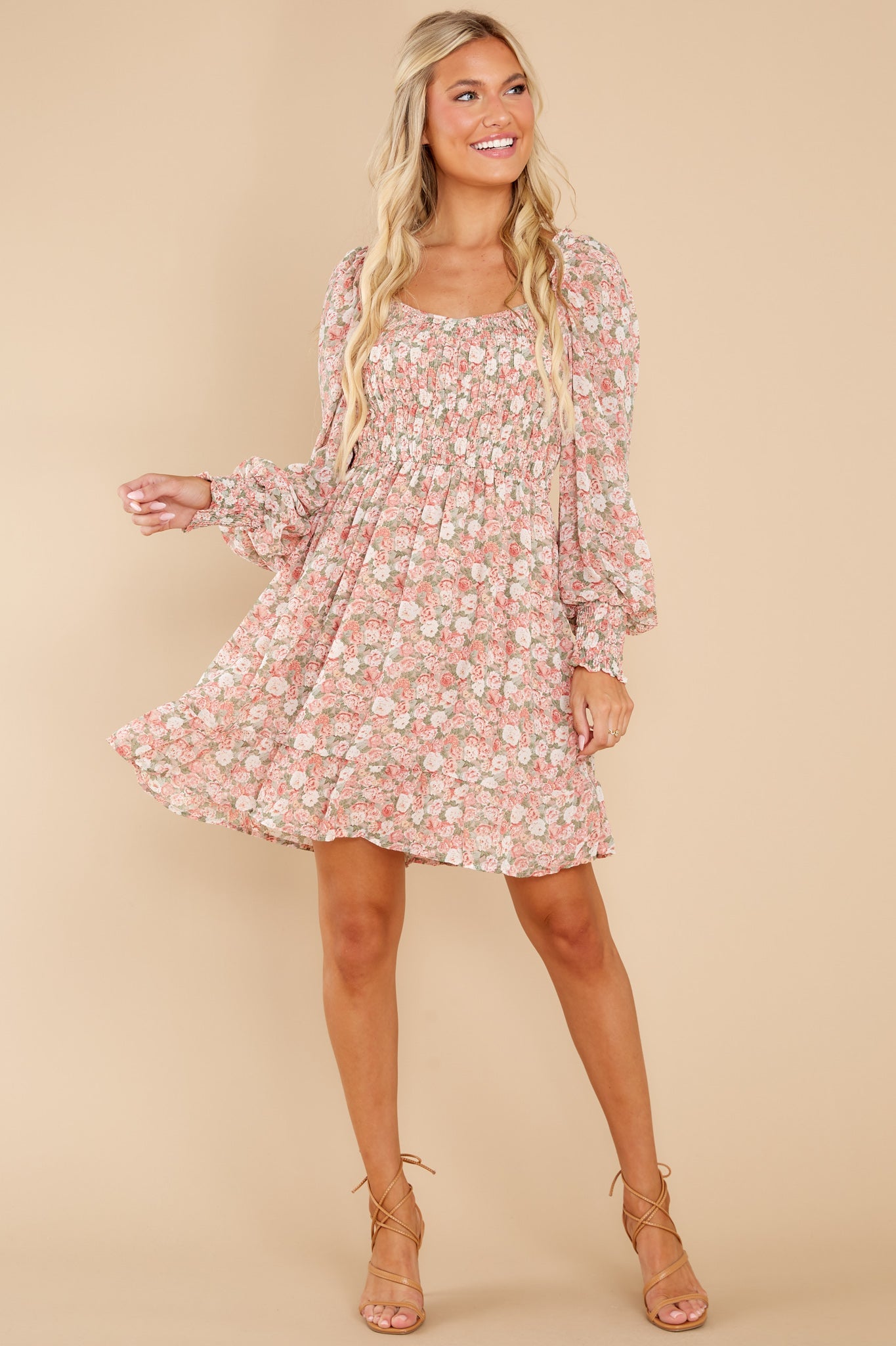 Among The Roses Blush Multi Floral Print Dress