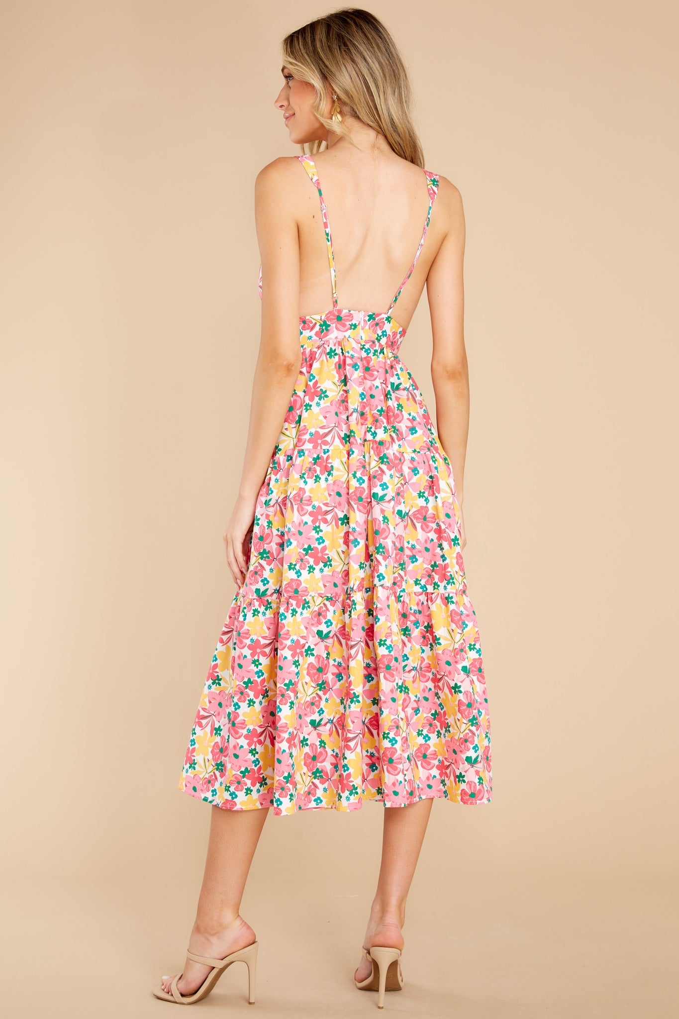 Sweetest Showers Pink Multi Floral Midi Dress