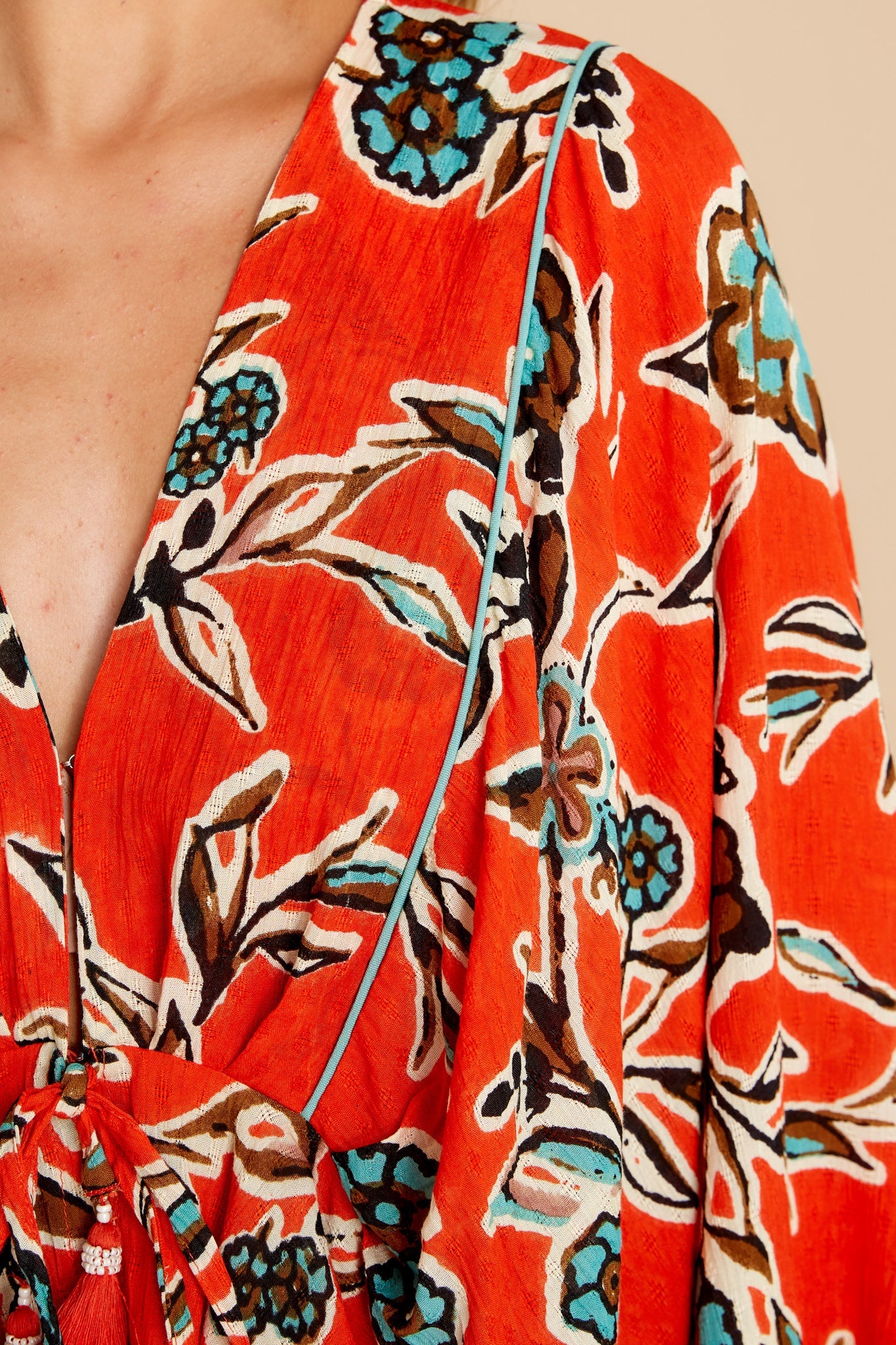 Leticia Tangerine Floral Batwing Top