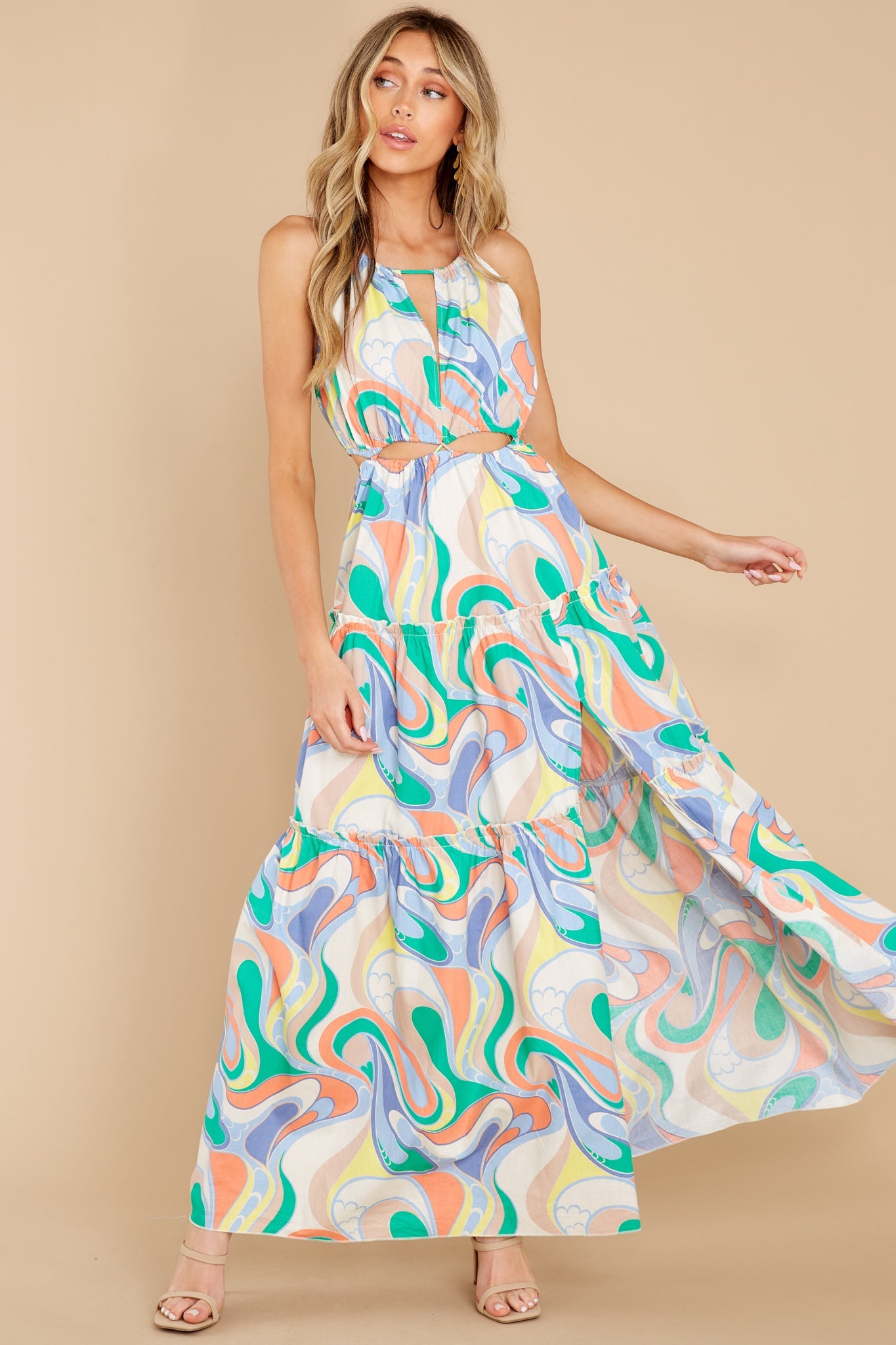 Total Upgrade Ivory Multi Print Maxi Dress