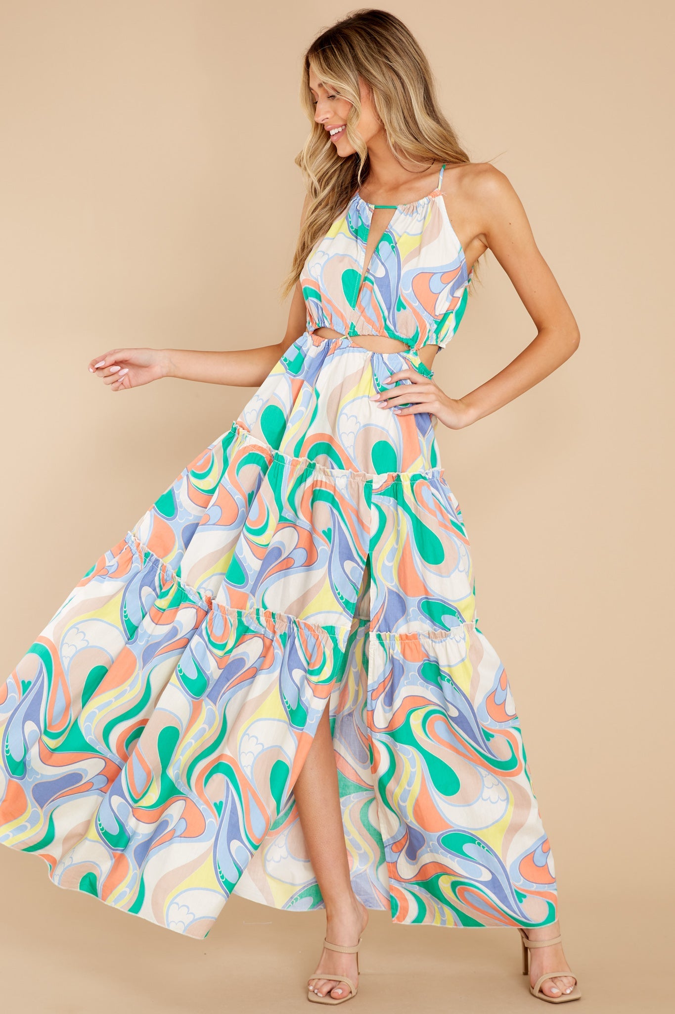 Total Upgrade Ivory Multi Print Maxi Dress