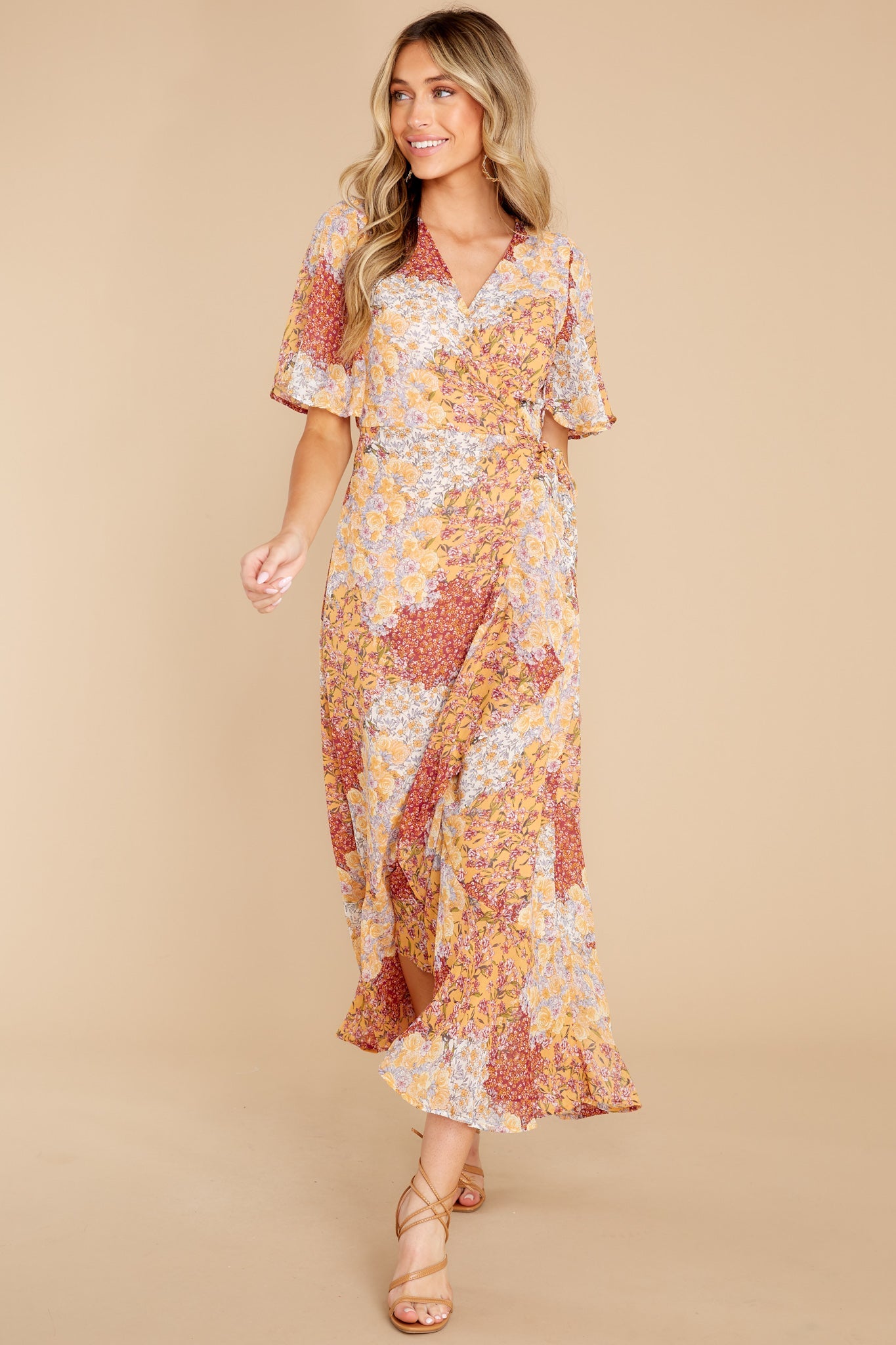 Bright Spark Orange Floral Print Maxi Dress