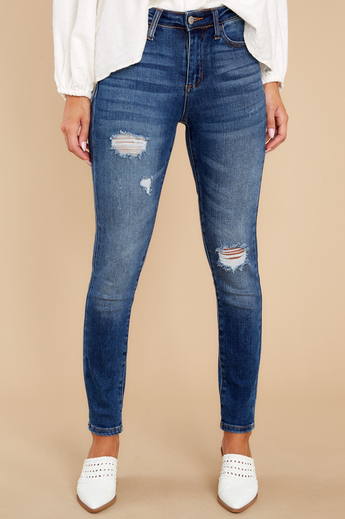 The Best One Yet Medium Wash Distressed Skinny Jeans