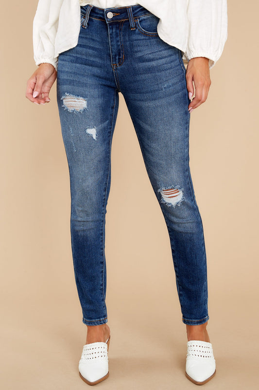 The Best One Yet Medium Wash Distressed Skinny Jeans