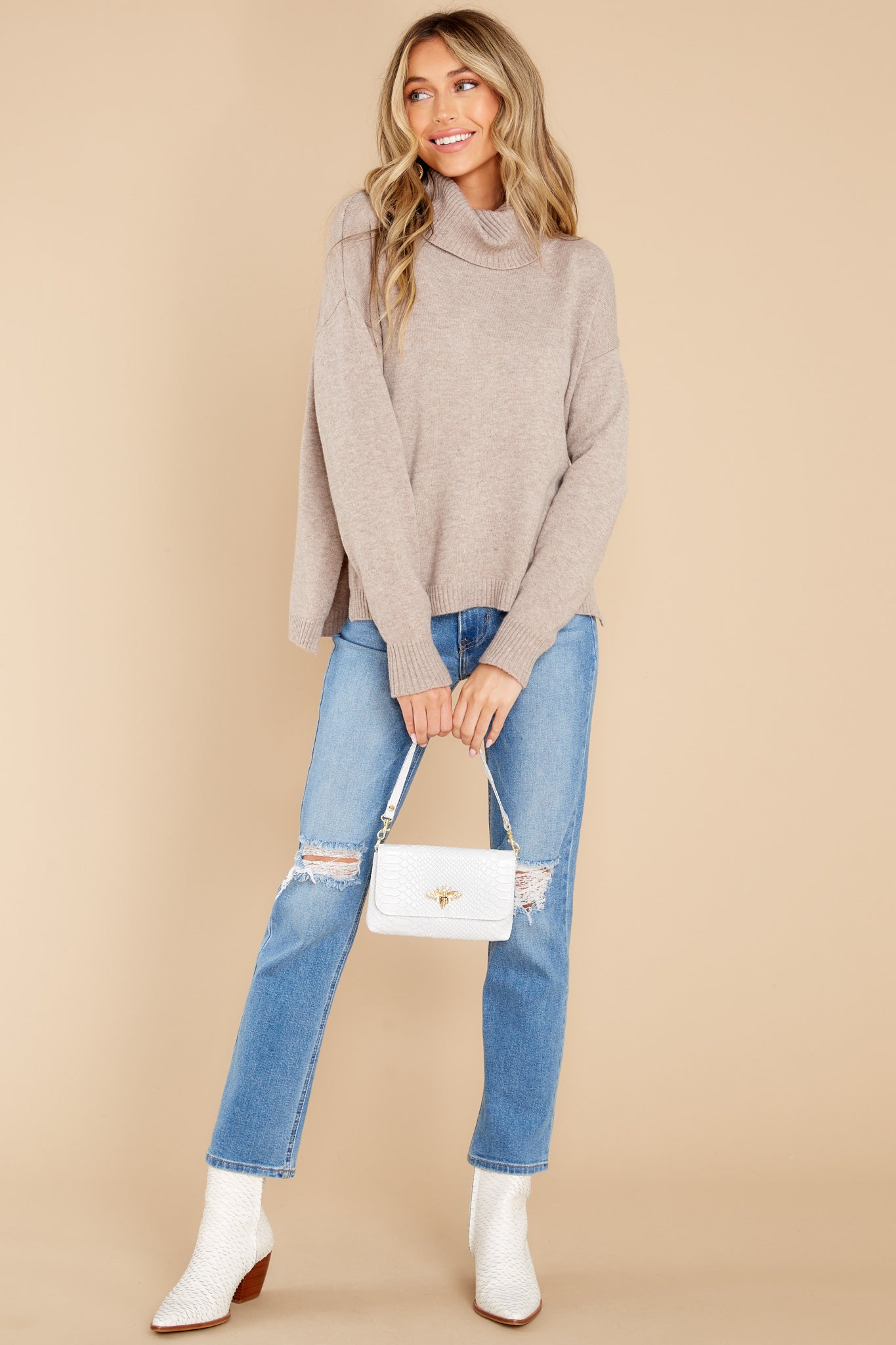 Finally Over Taupe Sweater