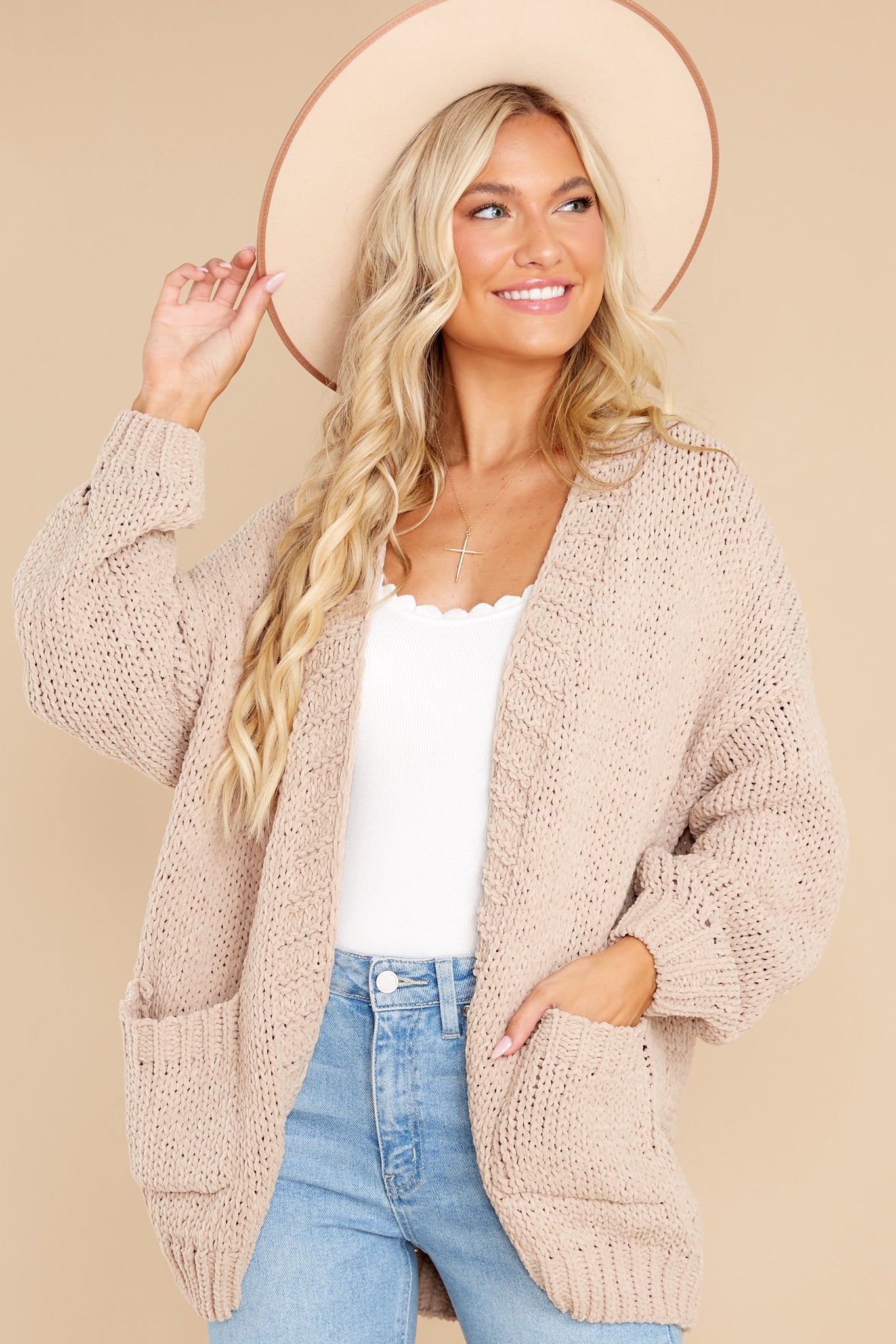 The Right Moment Taupe Knit Cardigan