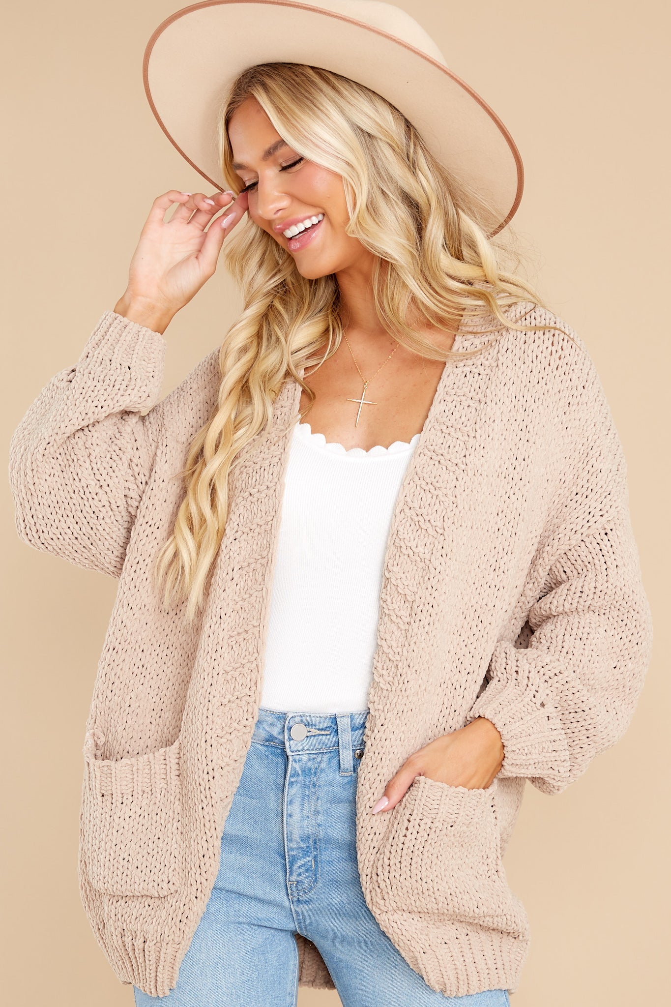 The Right Moment Taupe Knit Cardigan