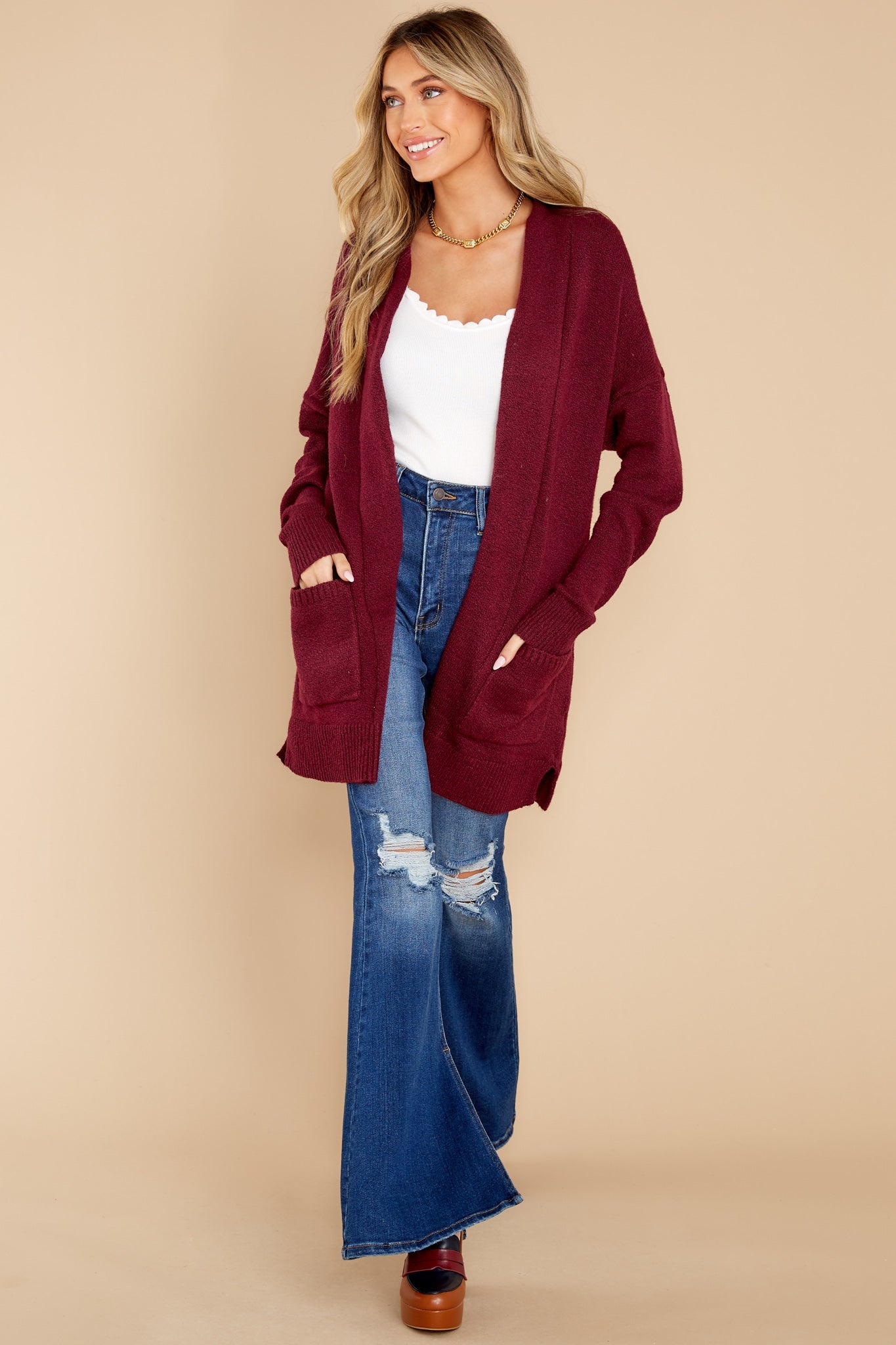 Pocketful Of Fun Times Berry Cardigan