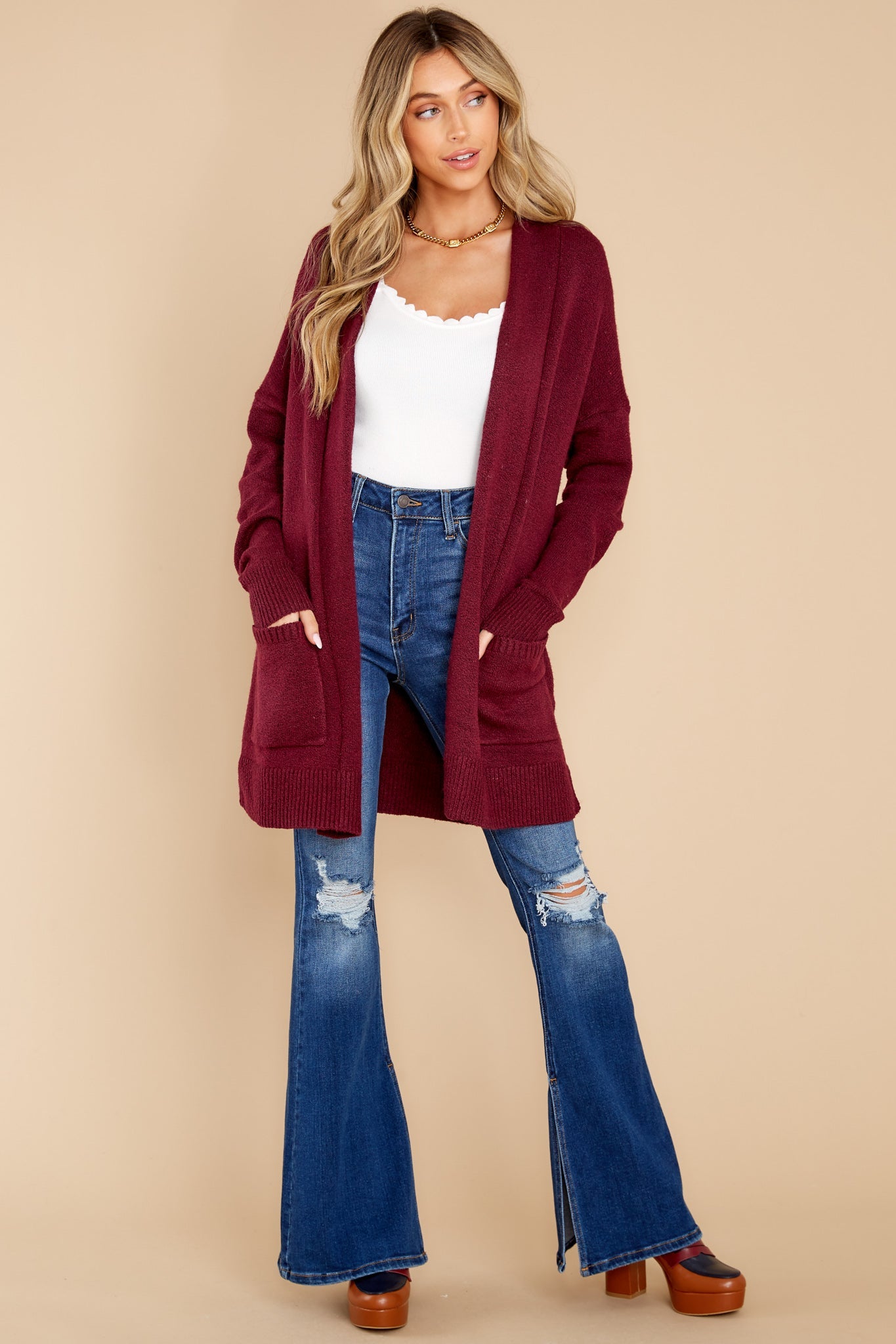Pocketful Of Fun Times Berry Cardigan
