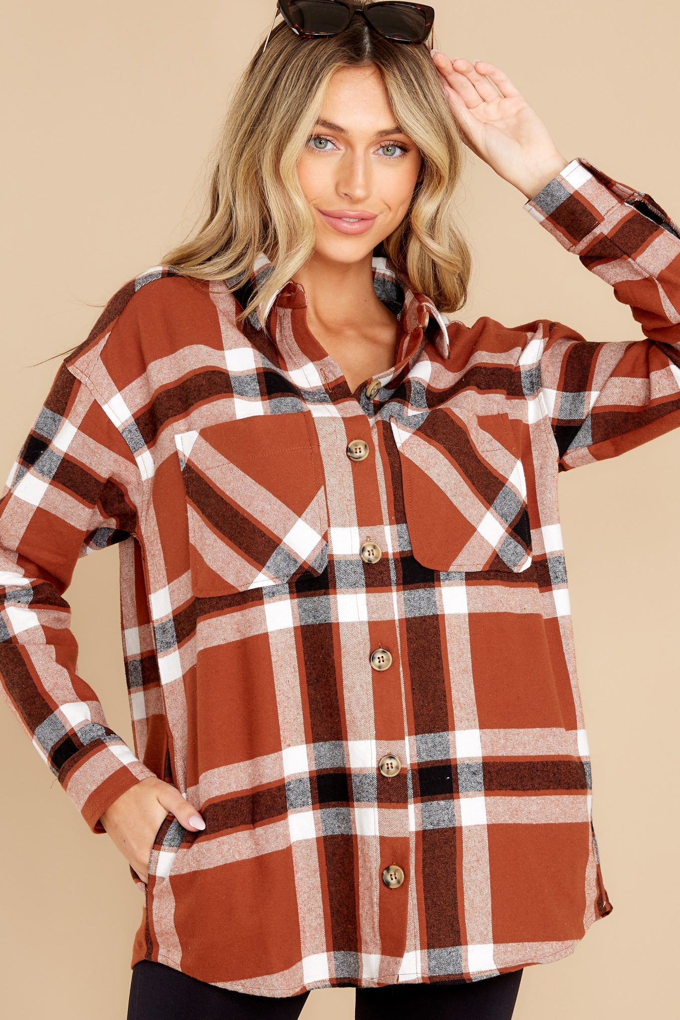 In The Maize Rust Plaid Top