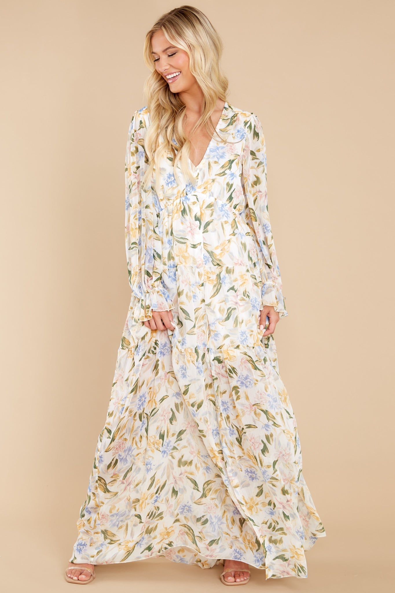 Ready To Flourish White Floral Print Maxi Dress