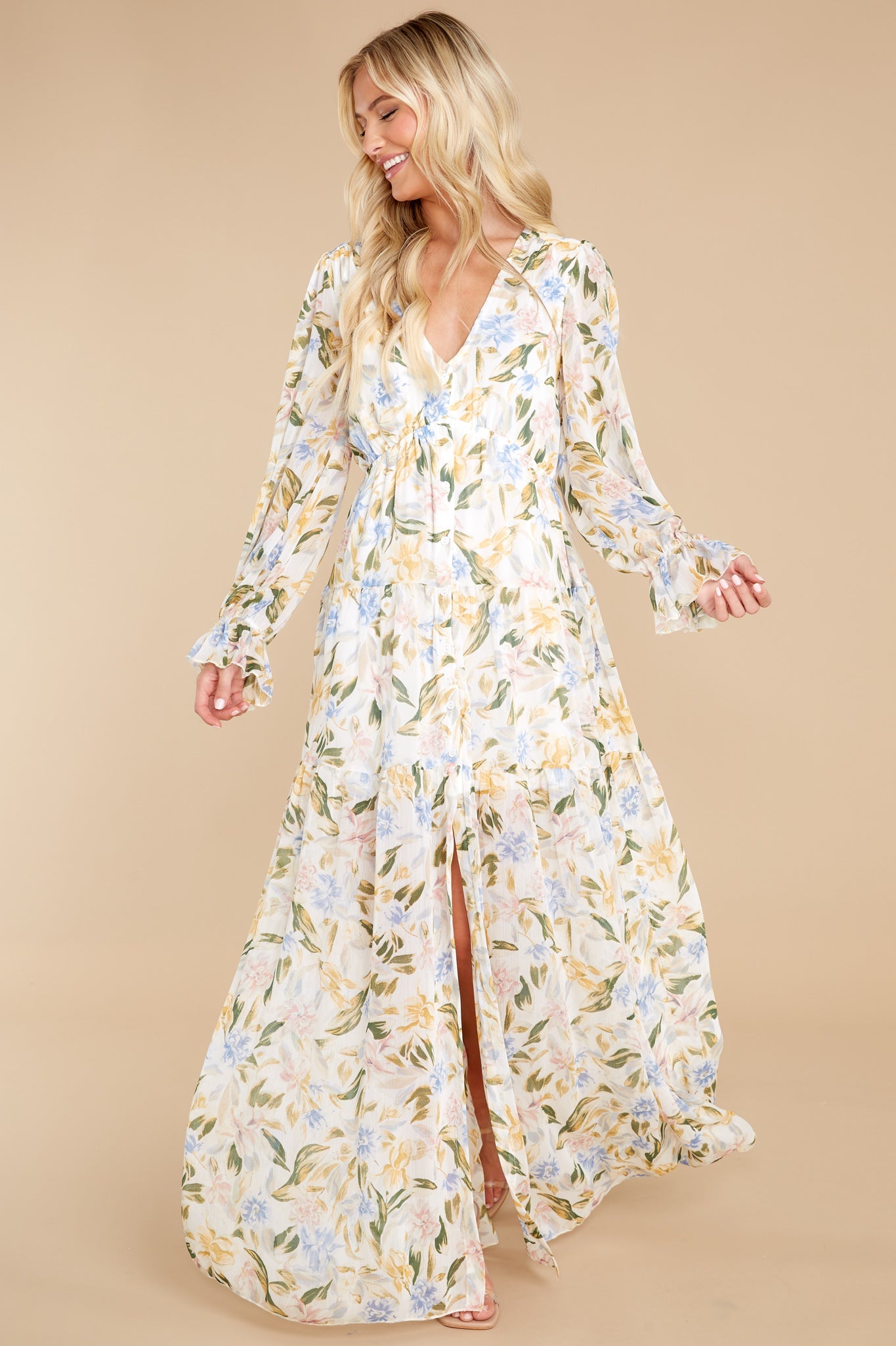 Ready To Flourish White Floral Print Maxi Dress