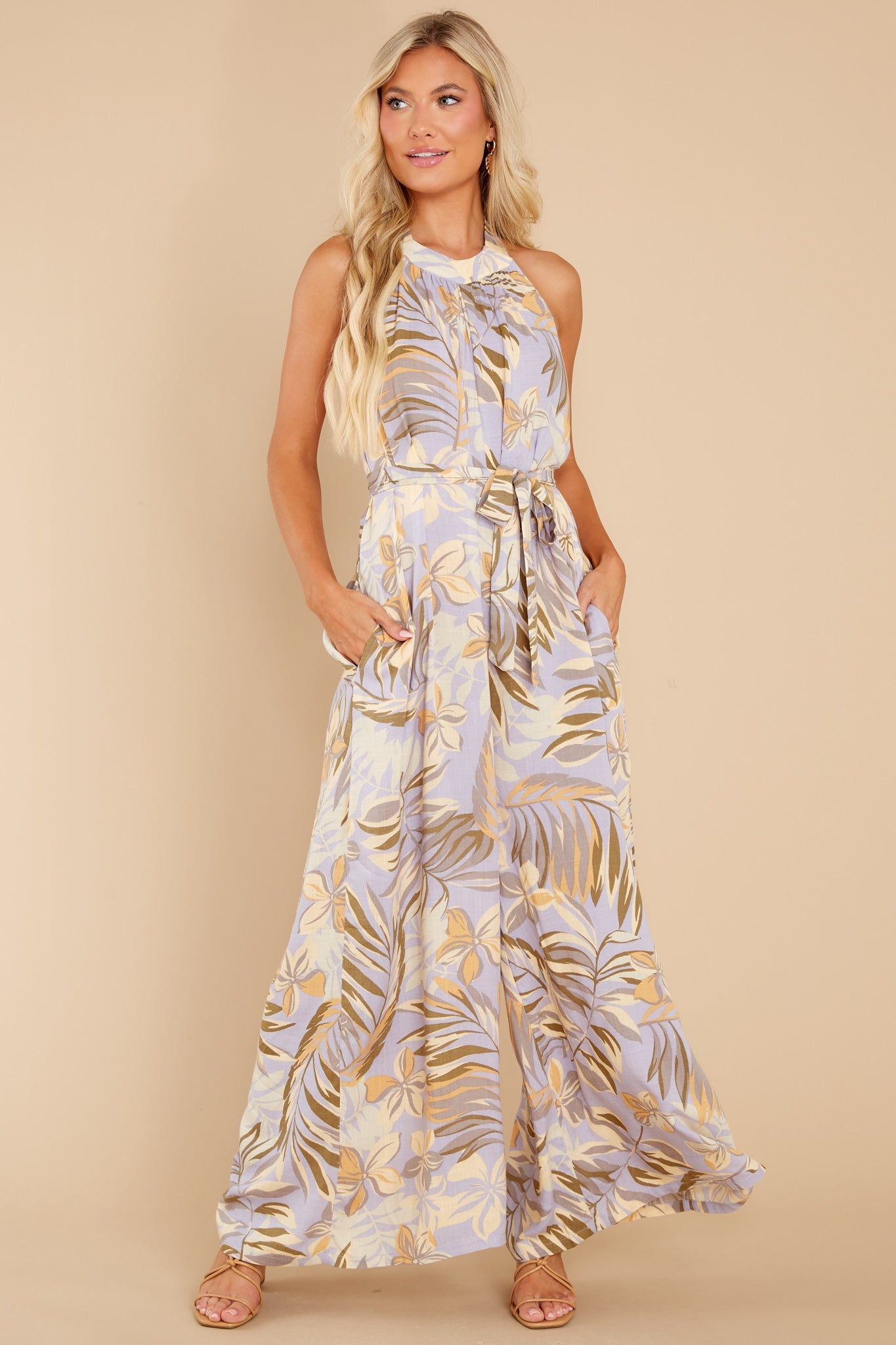 Going For Gorgeous Lavender Floral Print Jumpsuit