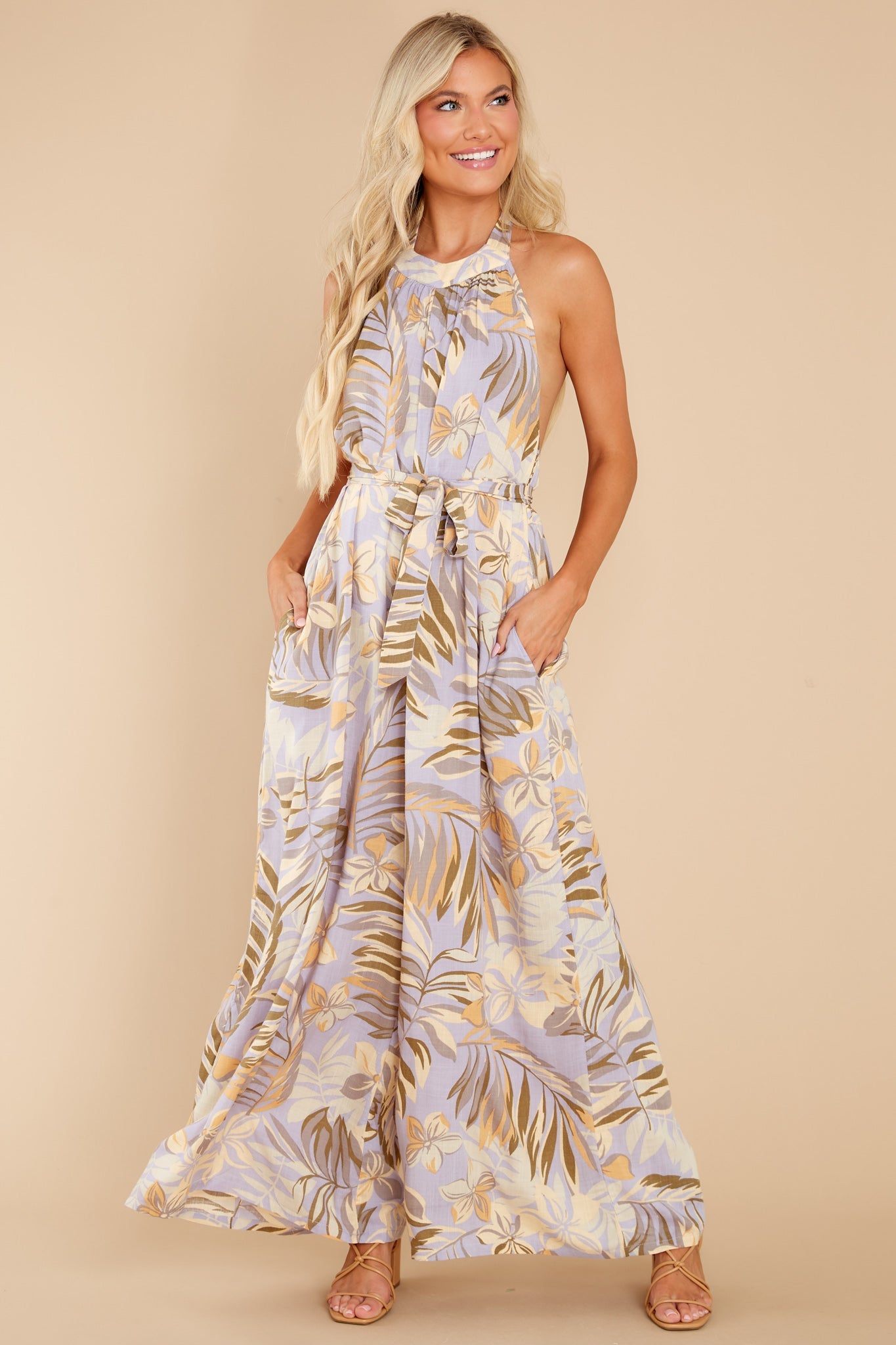 Going For Gorgeous Lavender Floral Print Jumpsuit