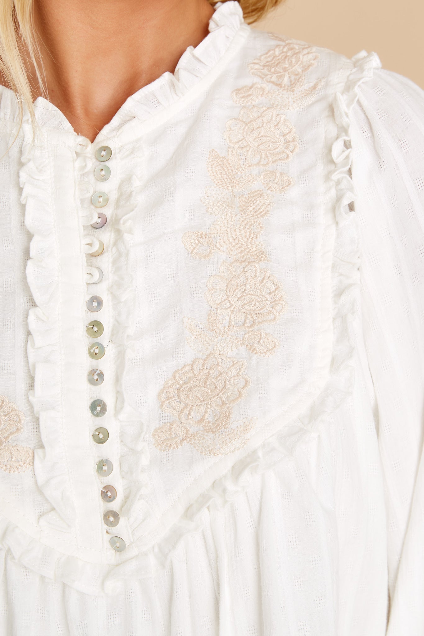 Gather Your Thoughts Off White Embroidered Top