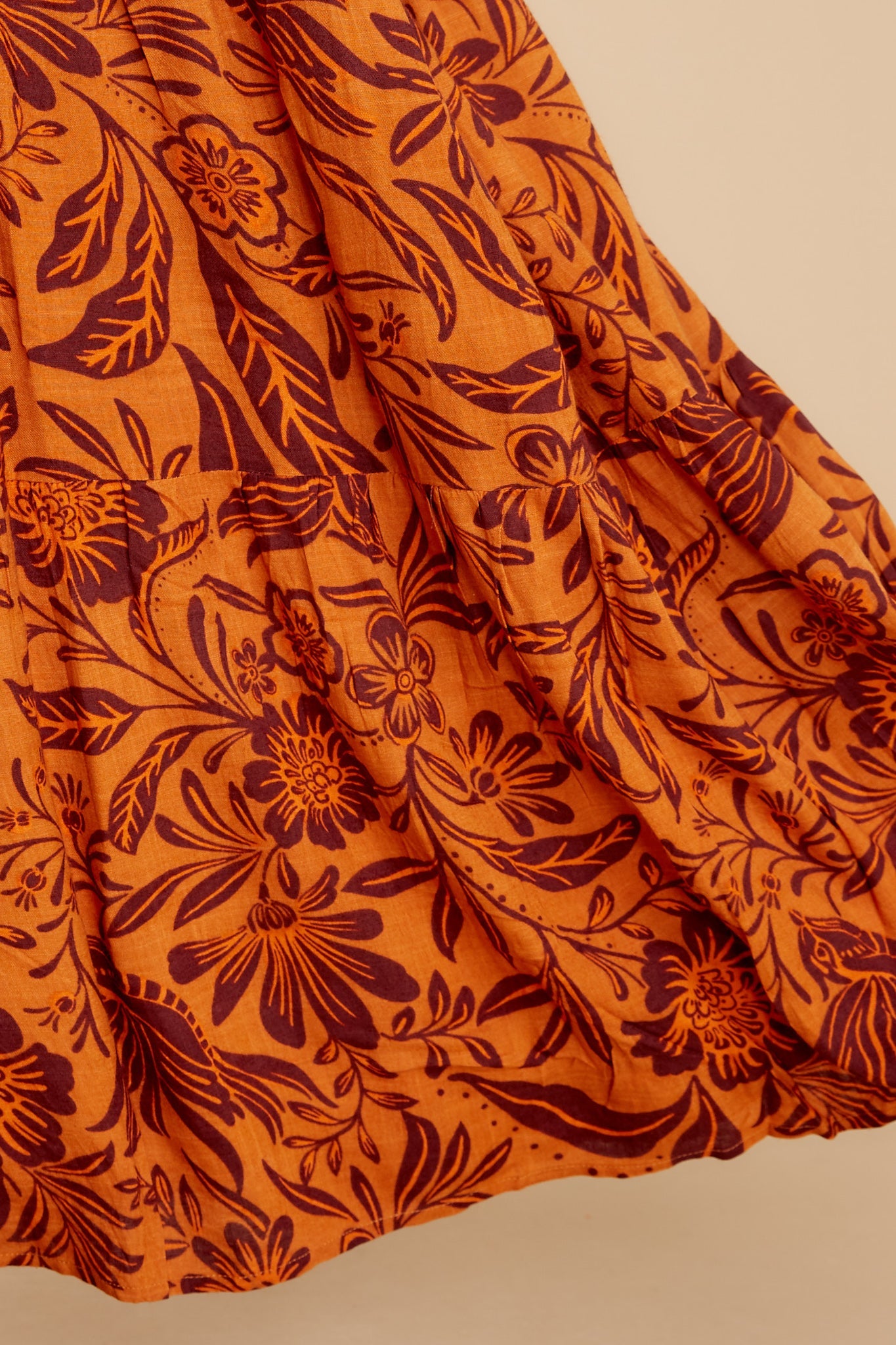 Splendid Living Golden Orange Floral Print Maxi Dress