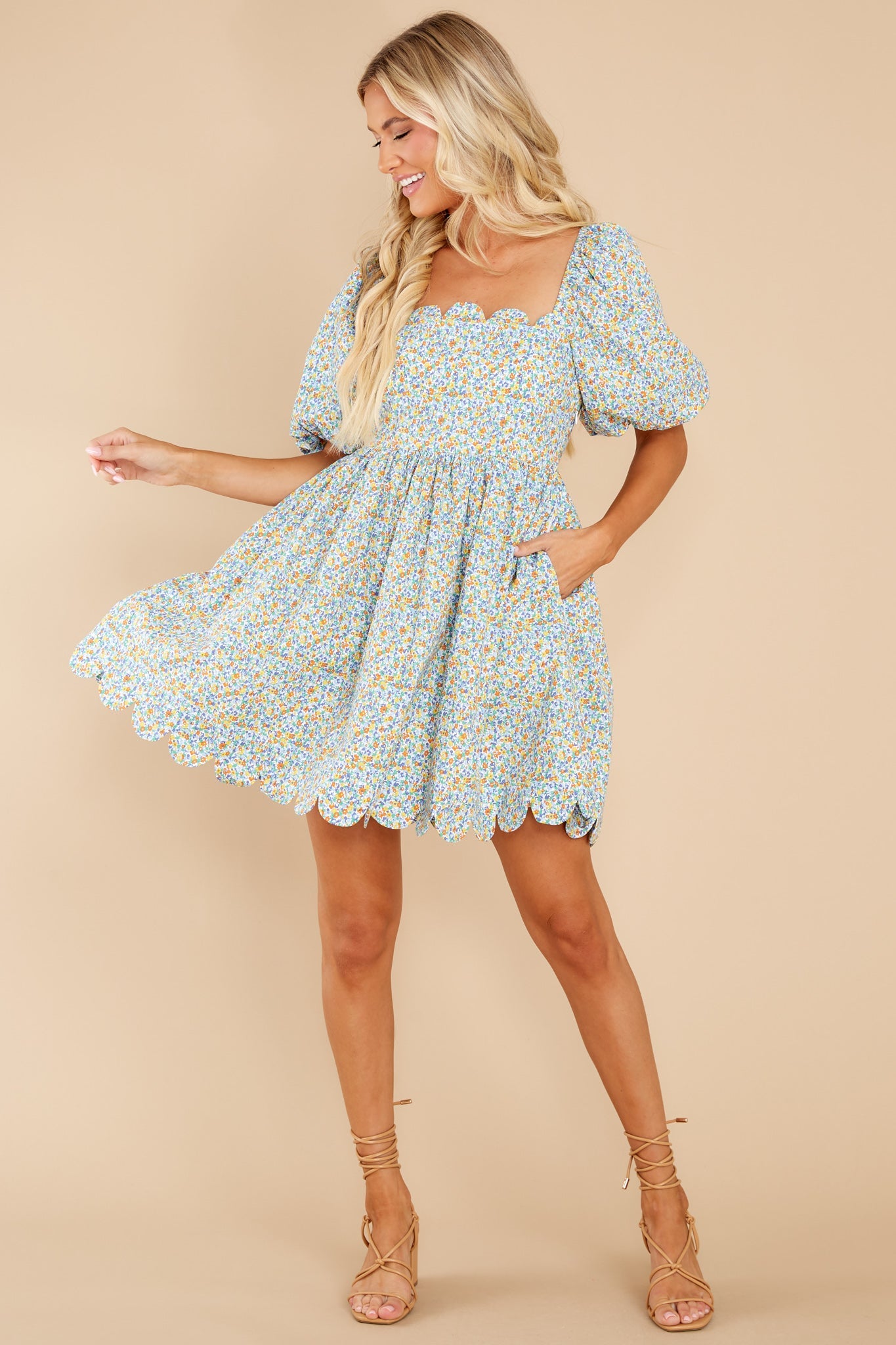 Be An Angel Blue Multi Floral Print Dress