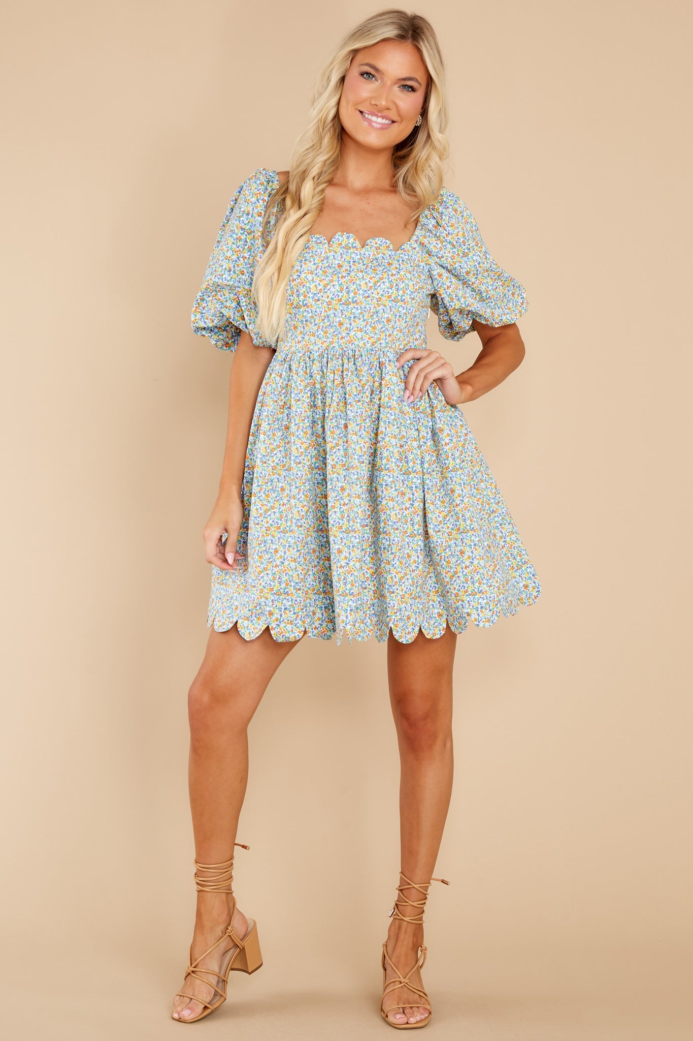 Be An Angel Blue Multi Floral Print Dress