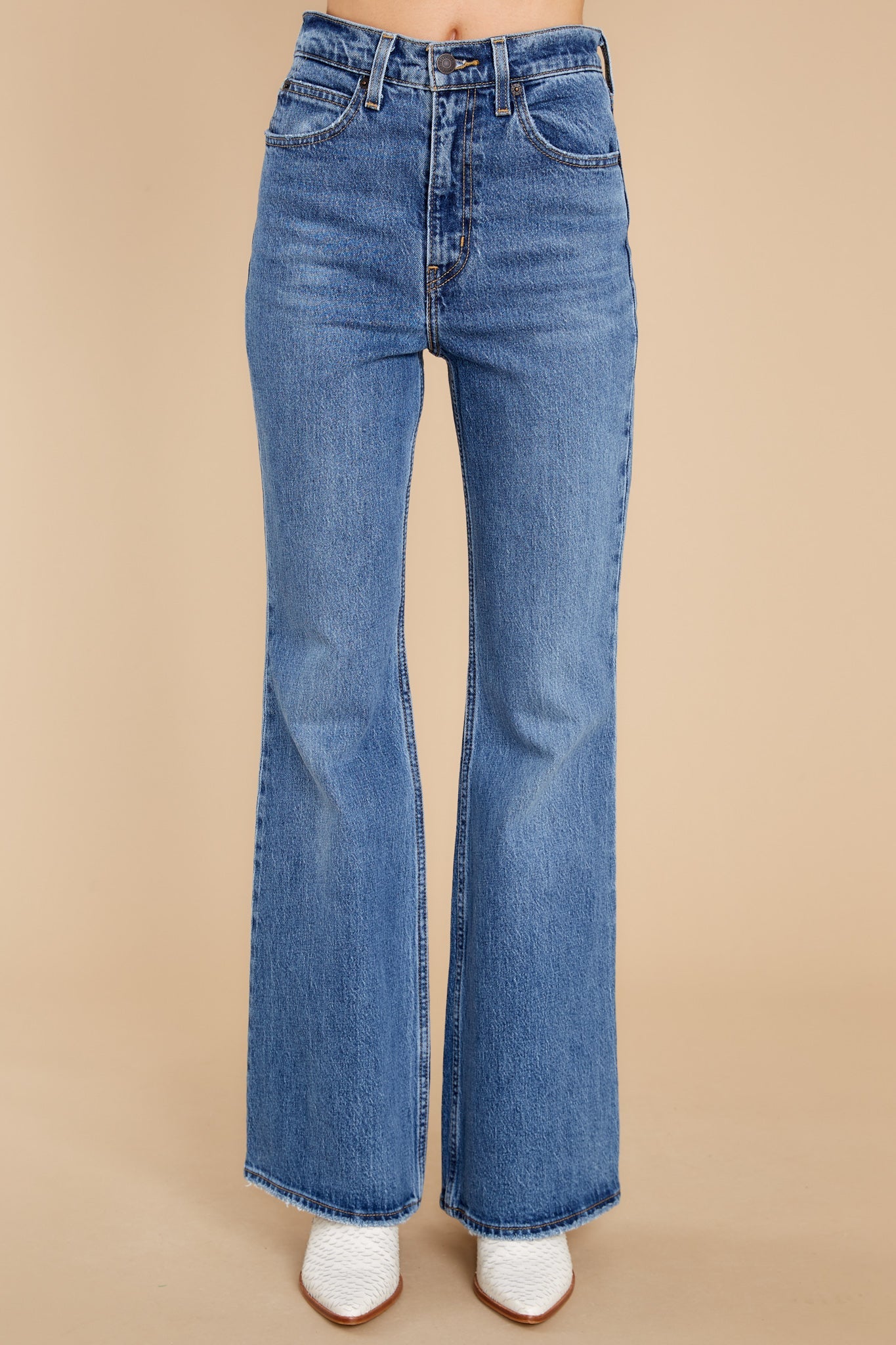 70's High Rise Flare Jeans In Sonoma Step