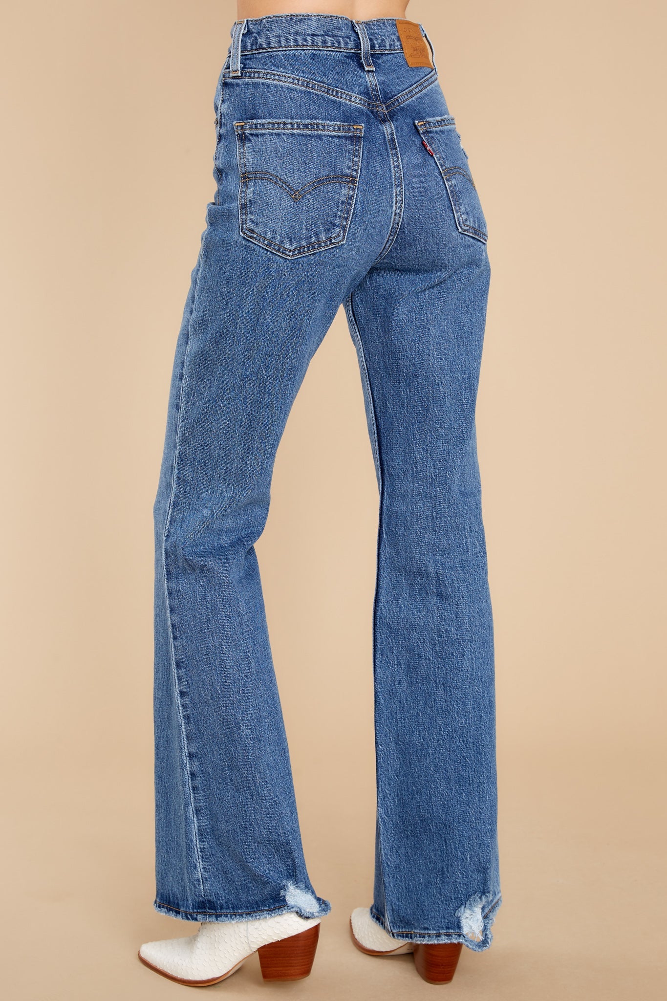 70's High Rise Flare Jeans In Sonoma Step