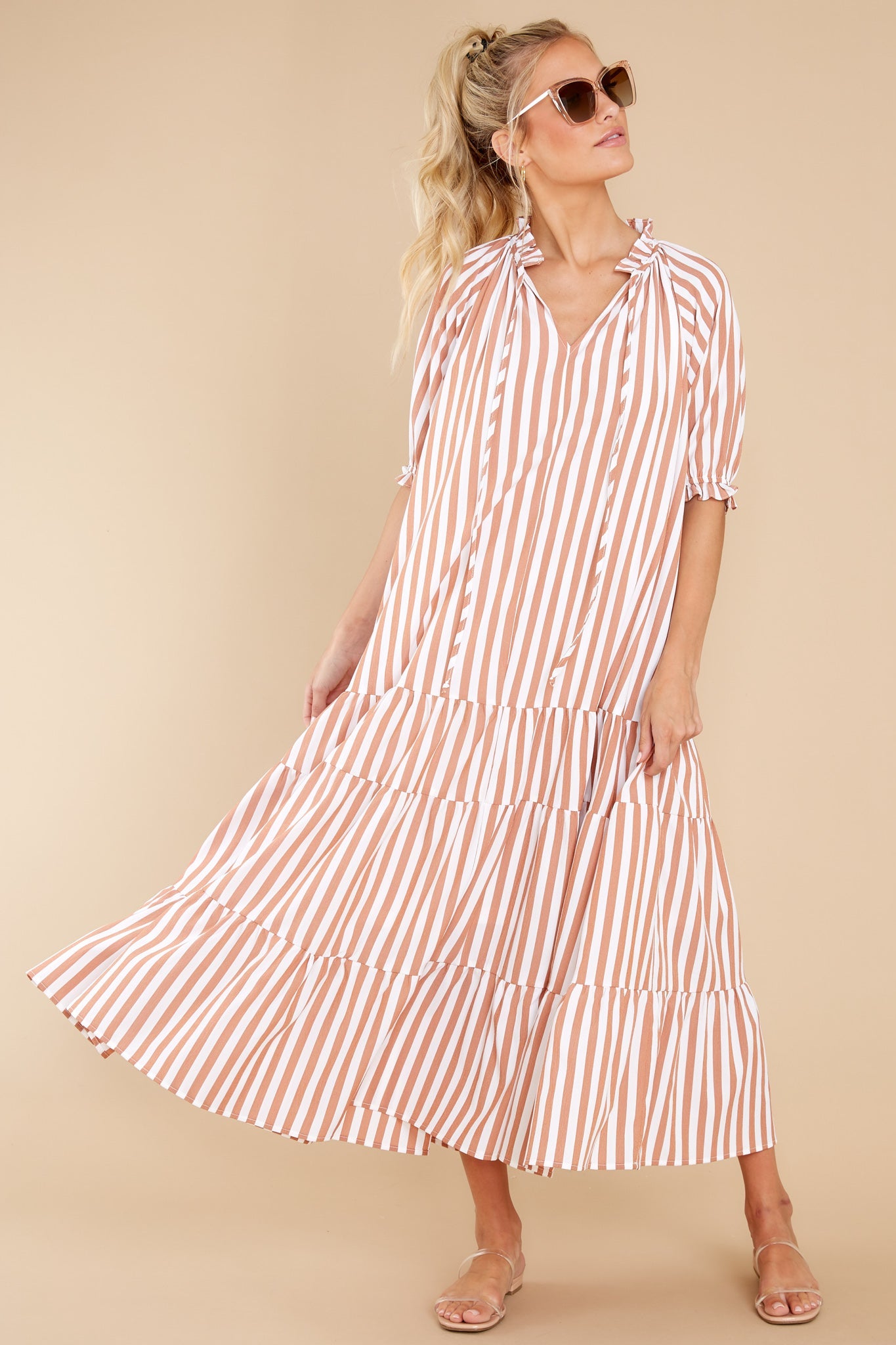 Wow The World Terracotta Stripe Maxi Dress