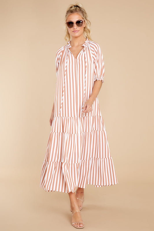 Wow The World Terracotta Stripe Maxi Dress