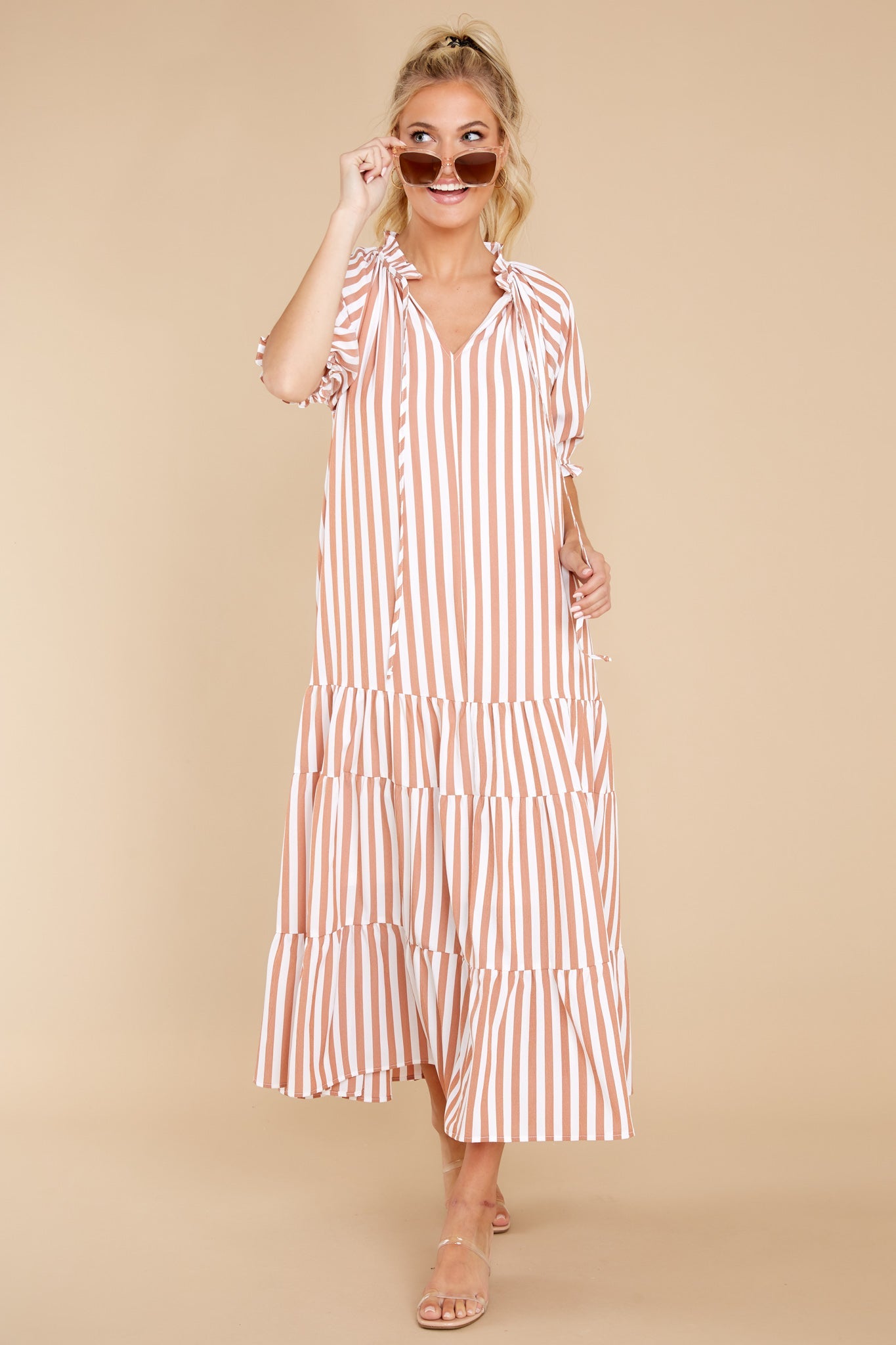 Wow The World Terracotta Stripe Maxi Dress