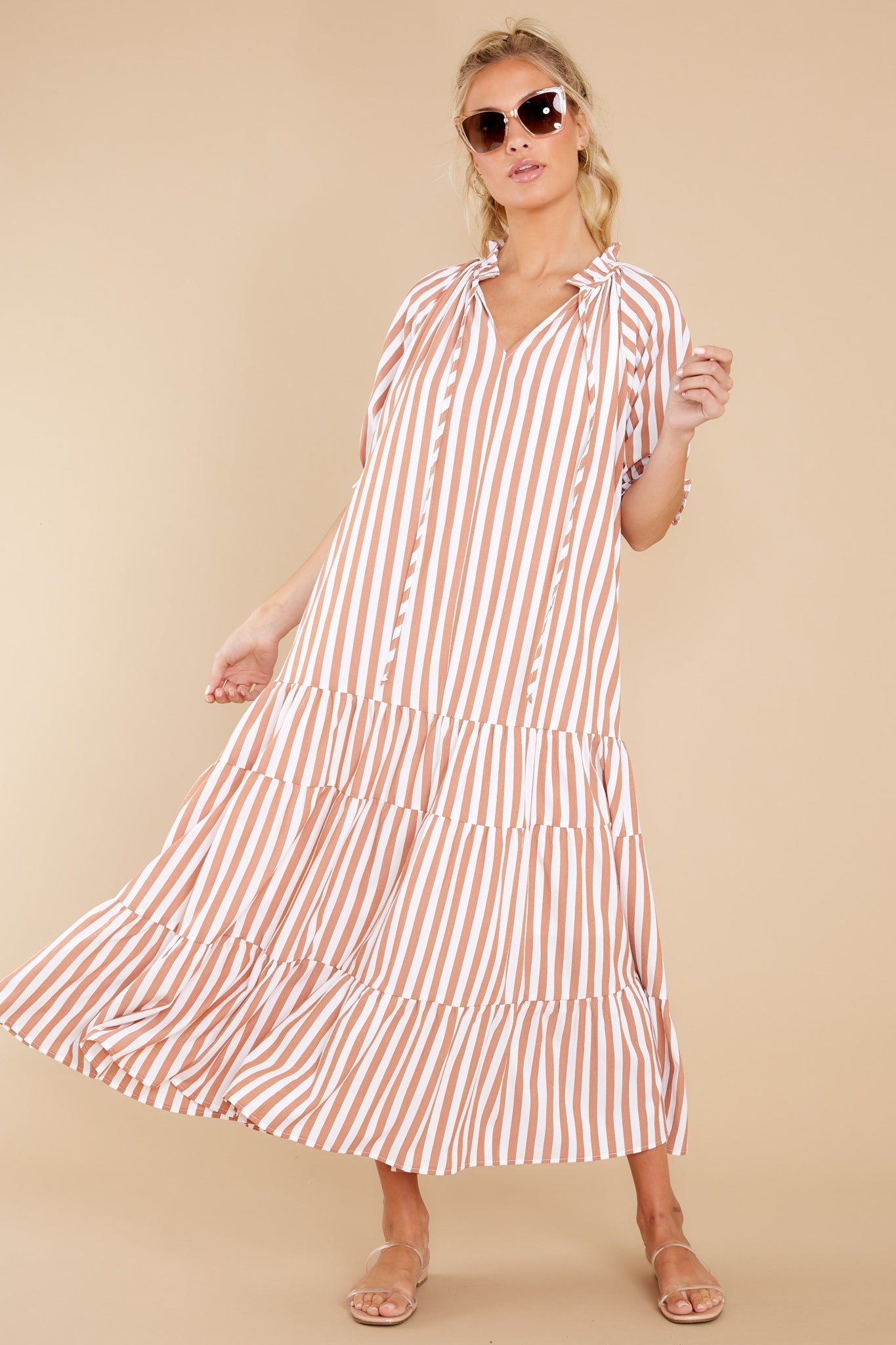 Wow The World Terracotta Stripe Maxi Dress