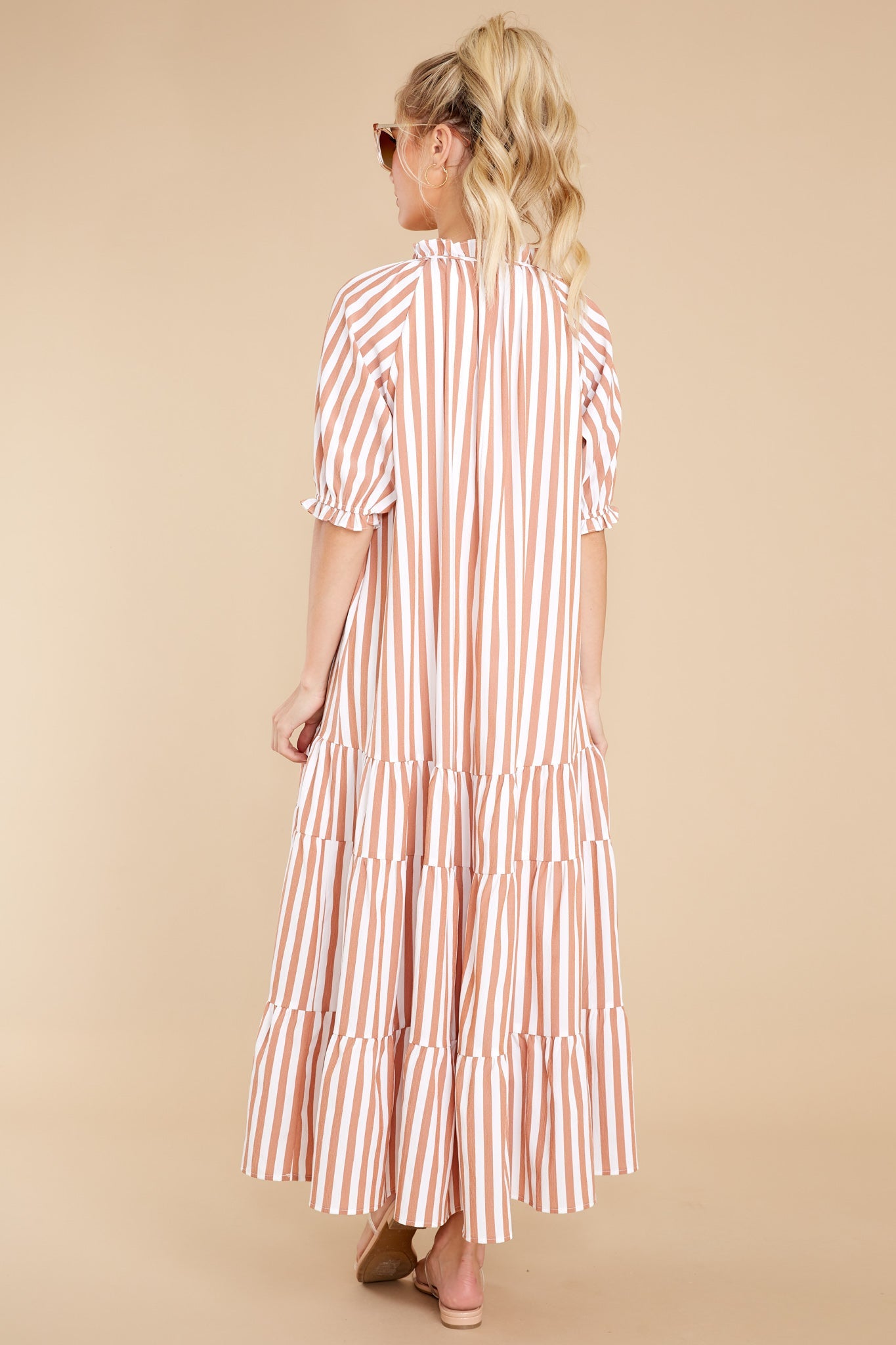 Wow The World Terracotta Stripe Maxi Dress