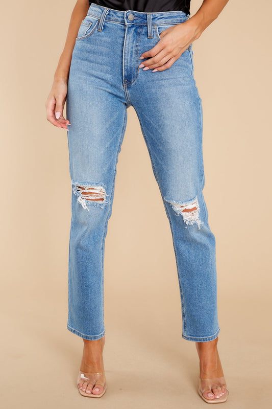 All Of Me Light Wash Distressed Straight Jeans