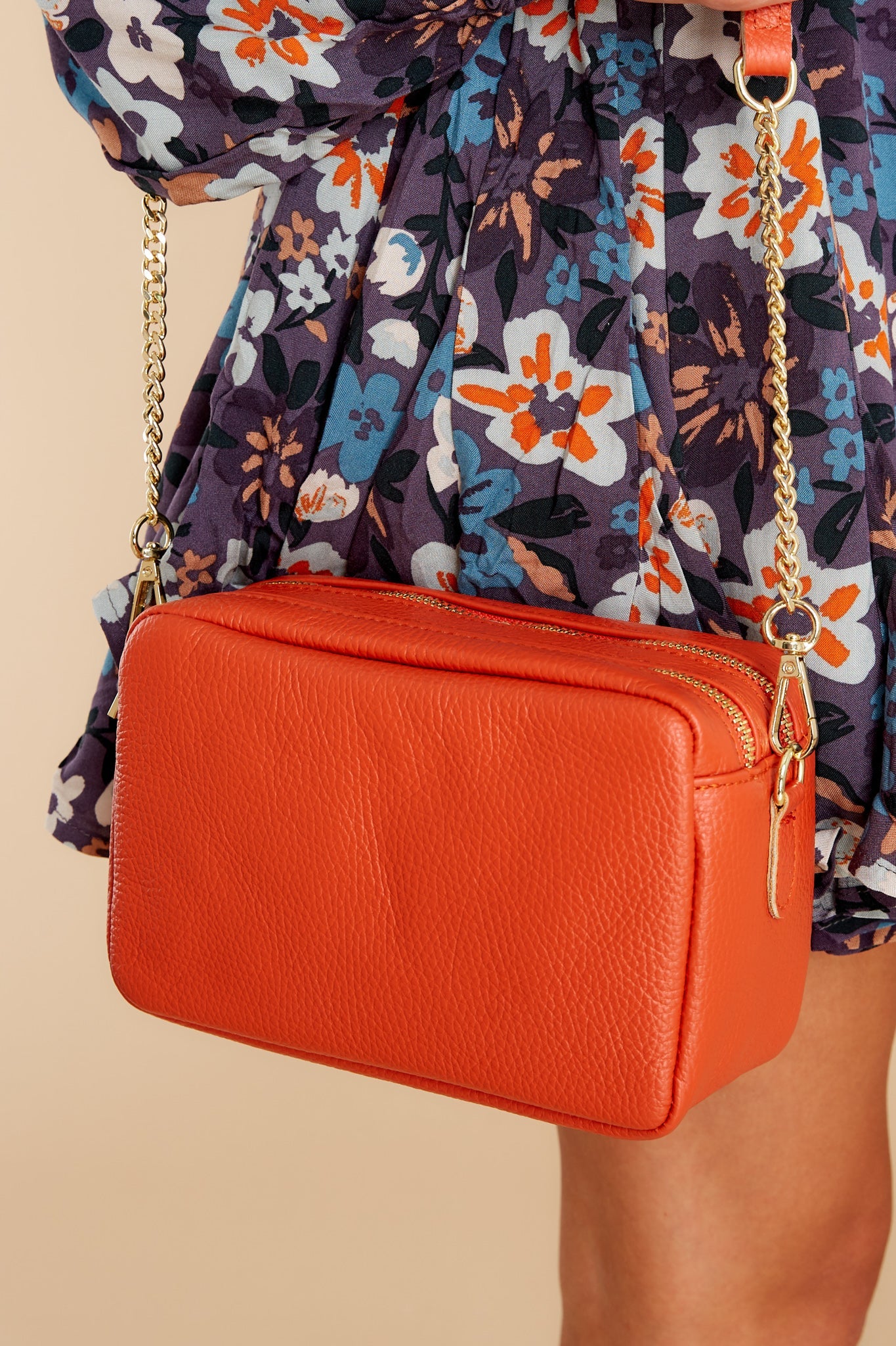 Too Chic Burnt Orange Leather Bag