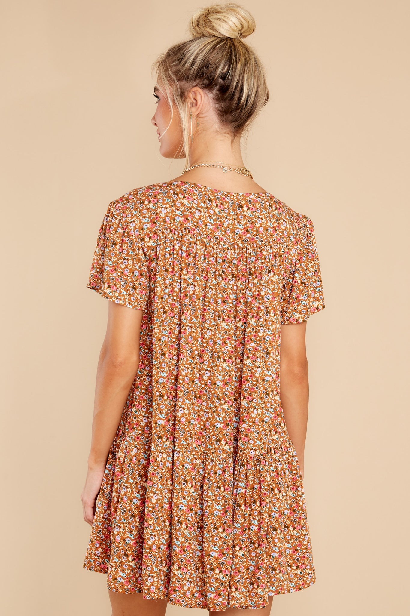 Sunny Days Rust Floral Print Dress