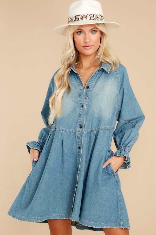 Casual Beauty Medium Wash Denim Dress