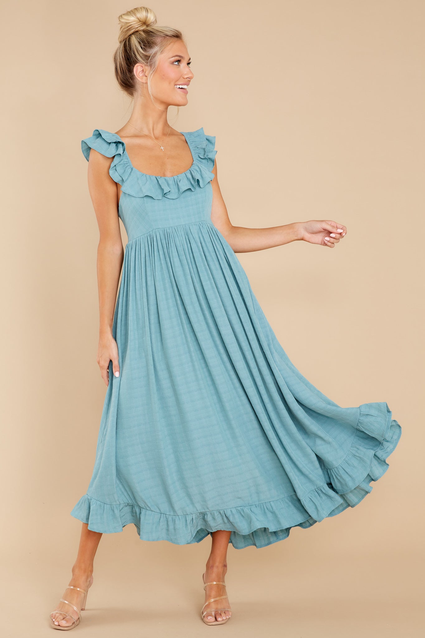 Your Dream Girl Turquoise Blue Midi Dress