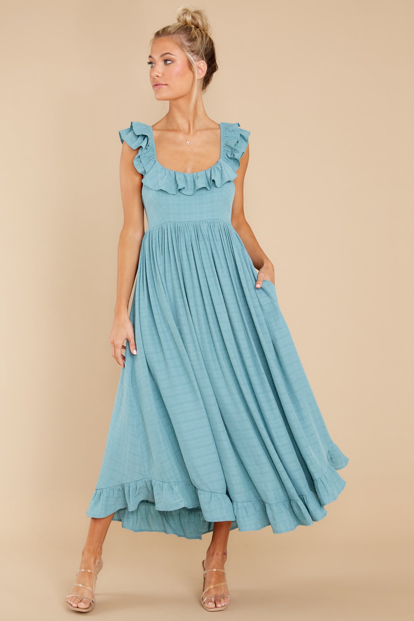 Your Dream Girl Turquoise Blue Midi Dress