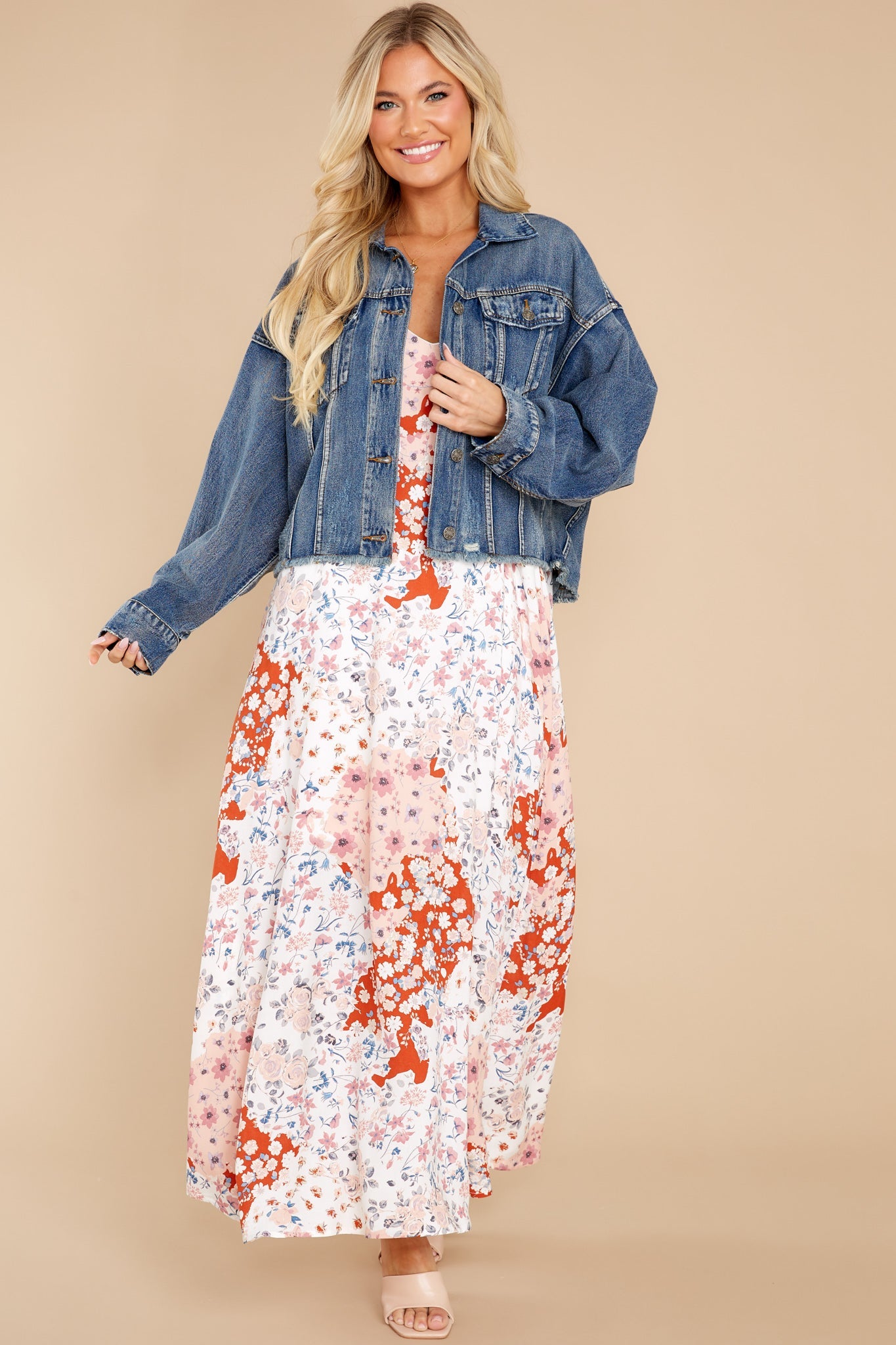 All The Buzz Distressed Dark Wash Denim Jacket