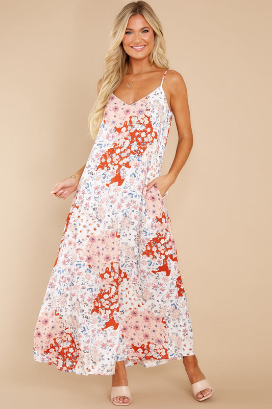 Pursue Your Passion Ivory Multi Floral Print Maxi Dress