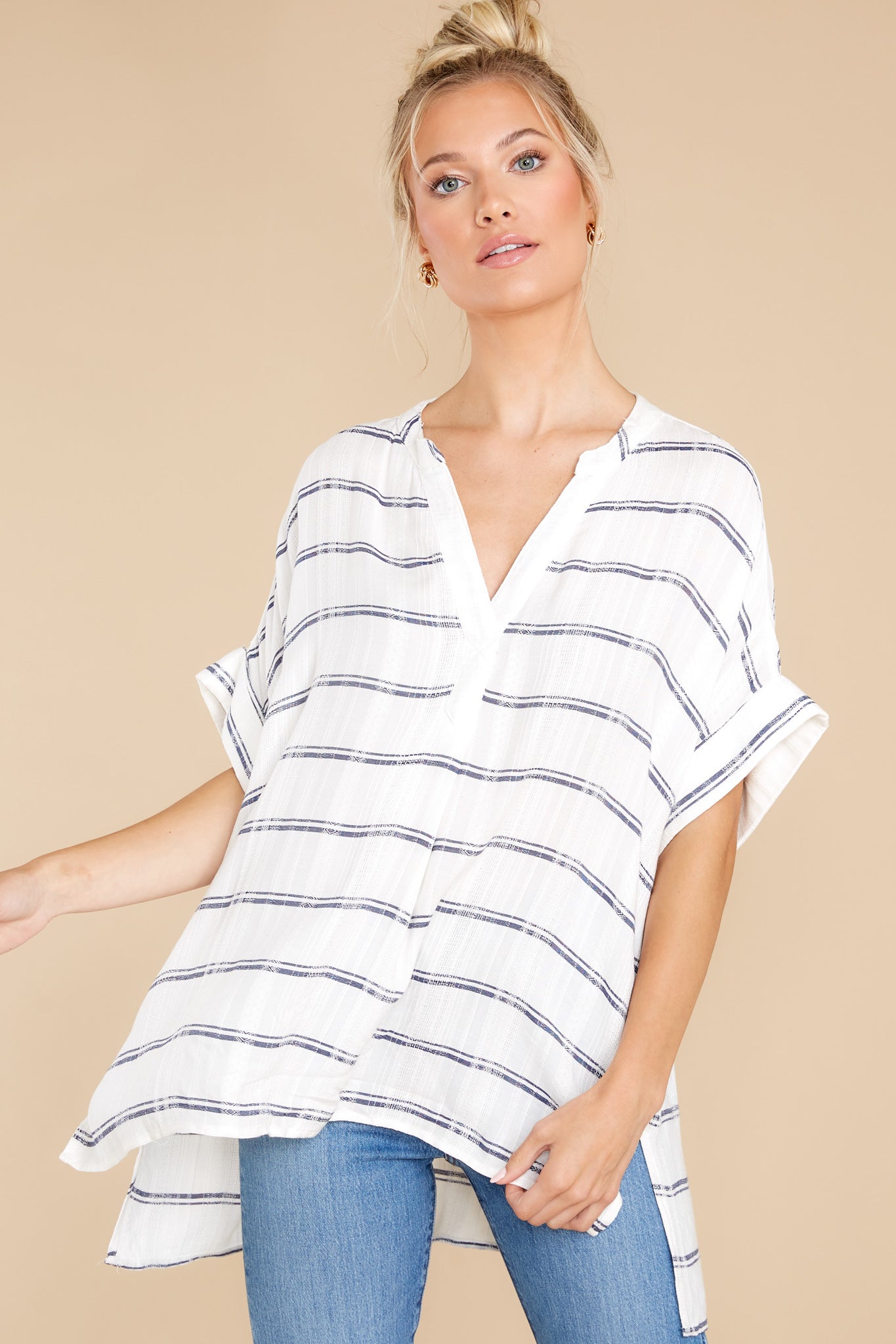 Forever On My Mind White Stripe Top