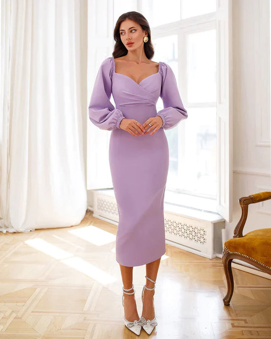 ASTR  Princess Anne Neckline Lavender Midi Dress