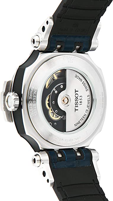 Tissot Men's Automatic T-Race Stainless Steel Black and Blue Sports Watch 115.407.17.041.00