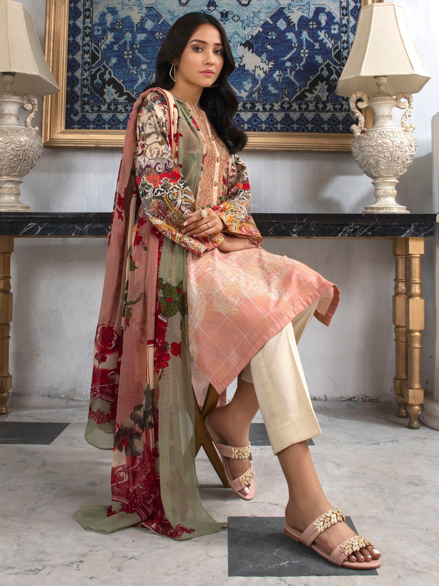 2 Piece Embroidered Jacquard Suit